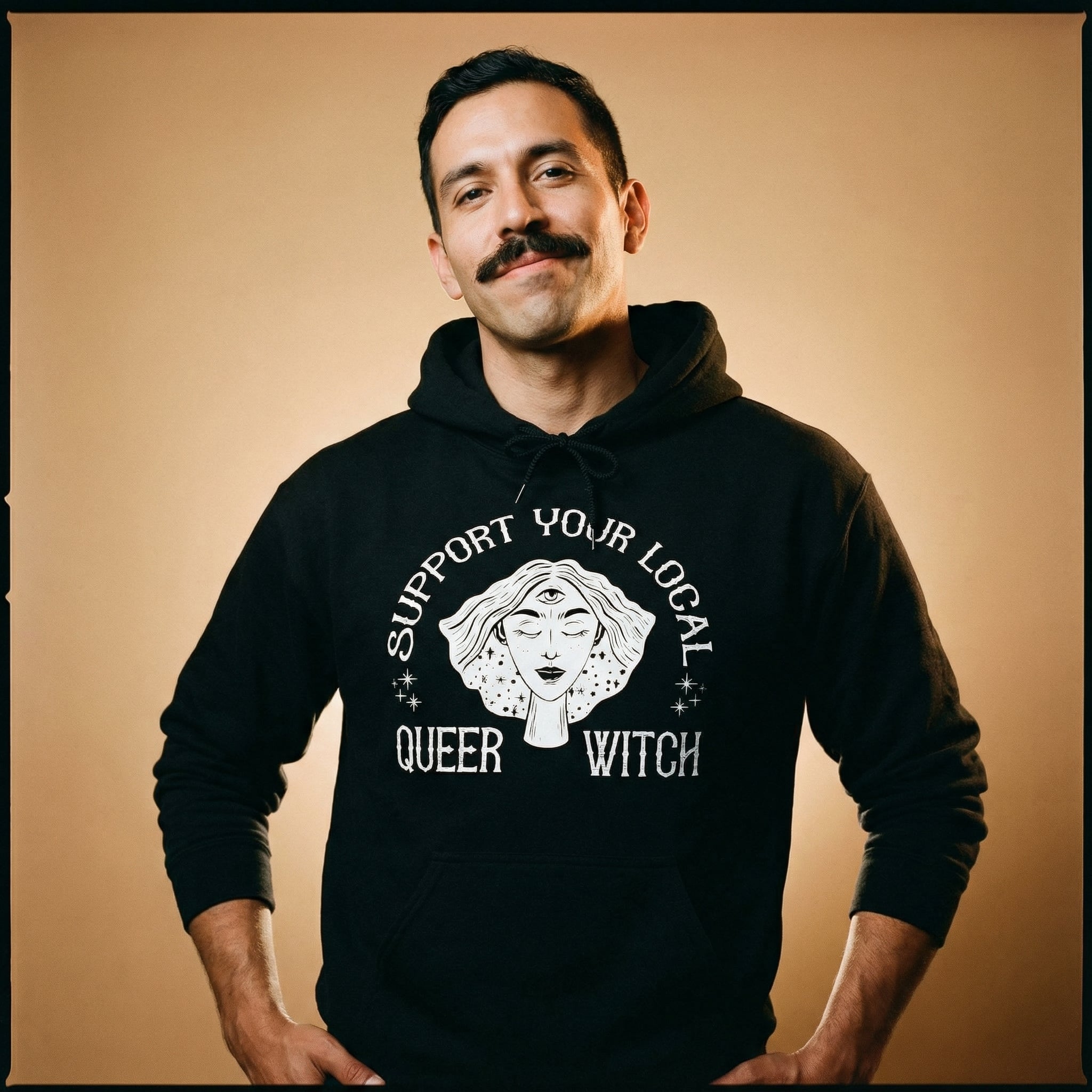 "Support Your Local Queer Witch" Halloween Hoodie #color_Black