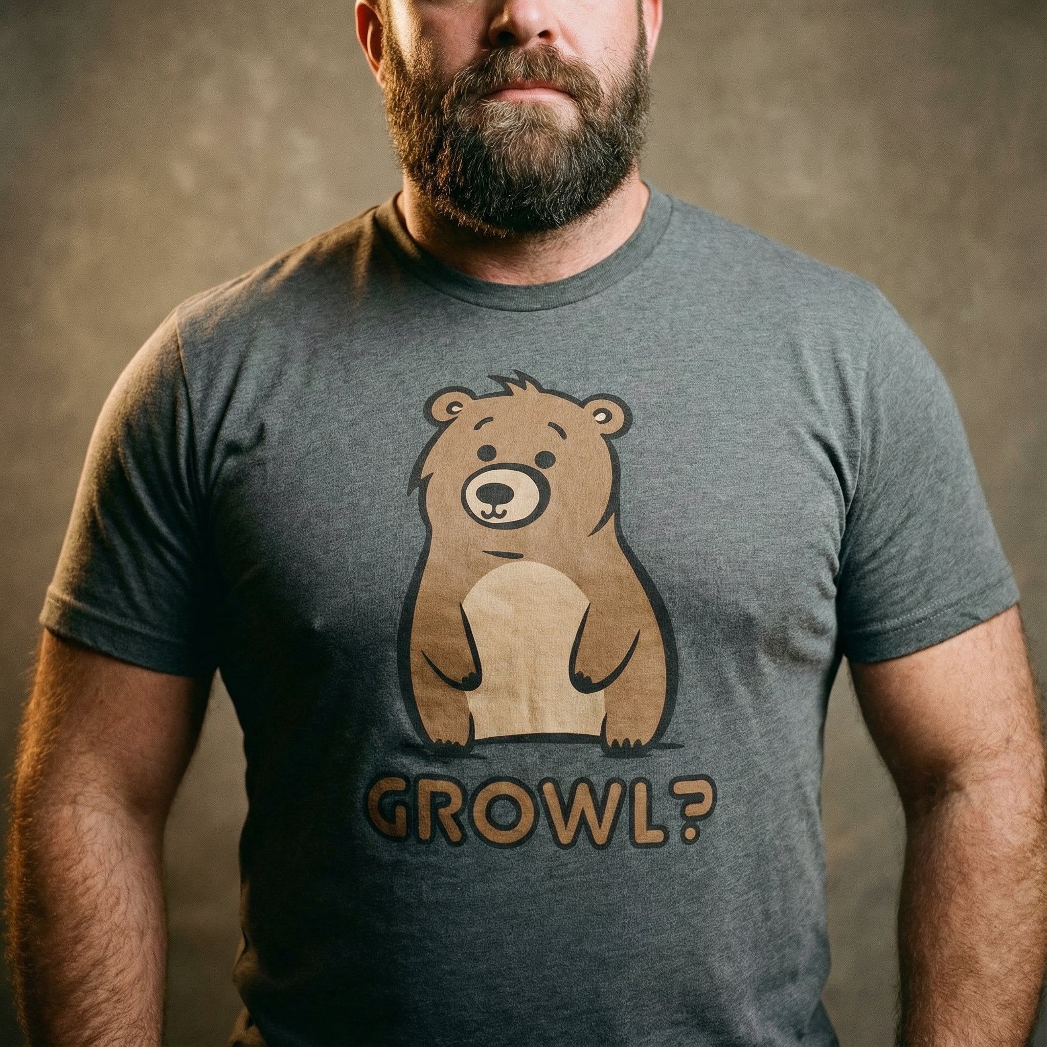 Growl Bear T-Shirt #color_Dark Grey Heather