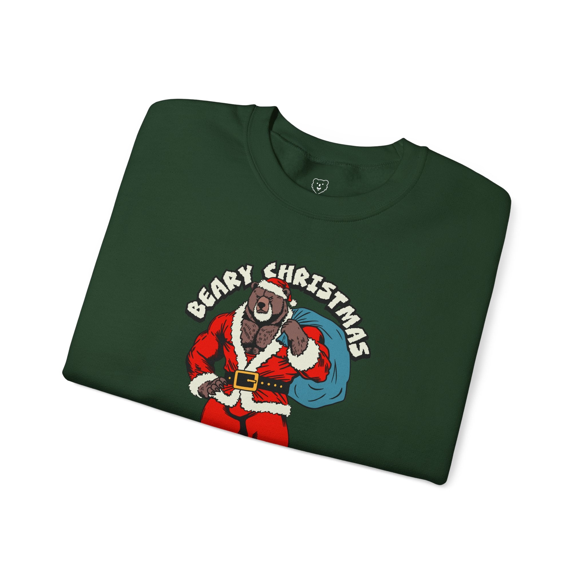 Beary Christmas Sweatshirt - Hunky Tops #color_Forest Green