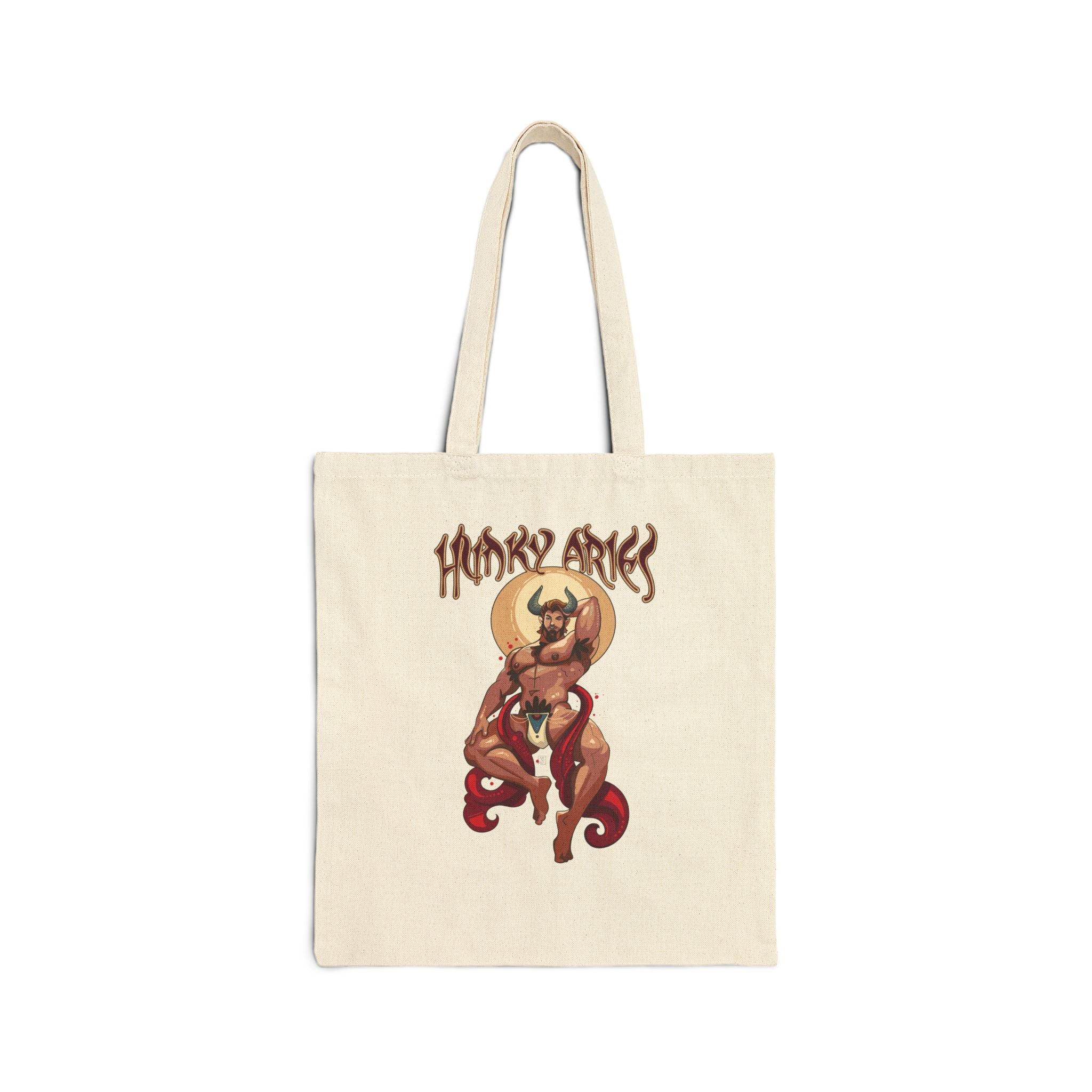 Hunky Aries Gay Zodiac Tote Bag - Hunky Tops #color_Natural
