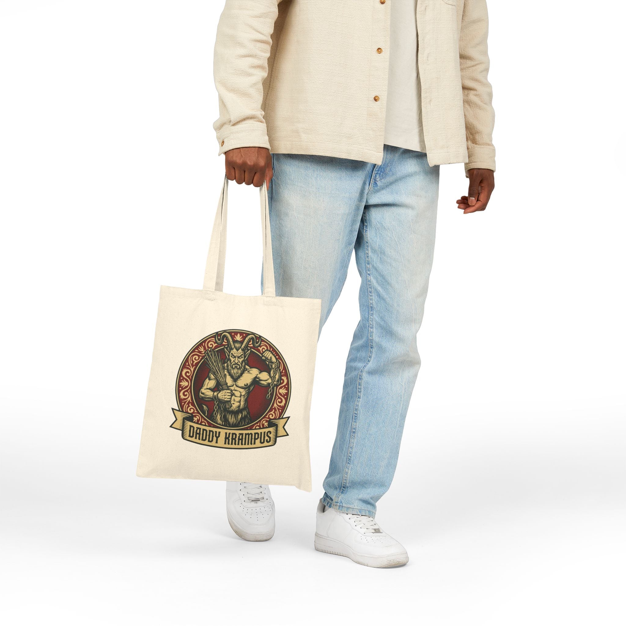Daddy Krampus Canvas Tote Bag - Hunky Tops #color_Natural