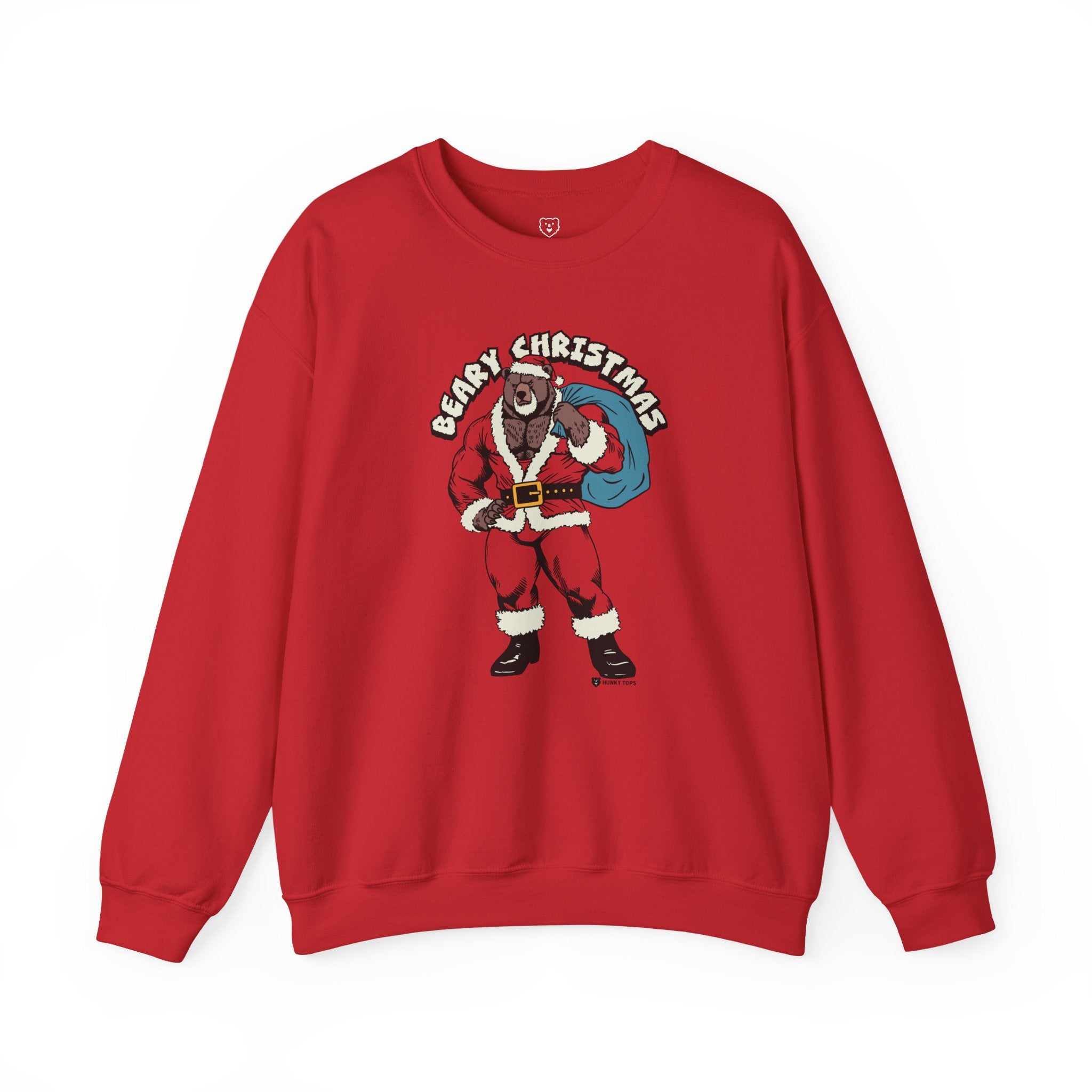 Beary Christmas Sweatshirt - Hunky Tops #color_Red