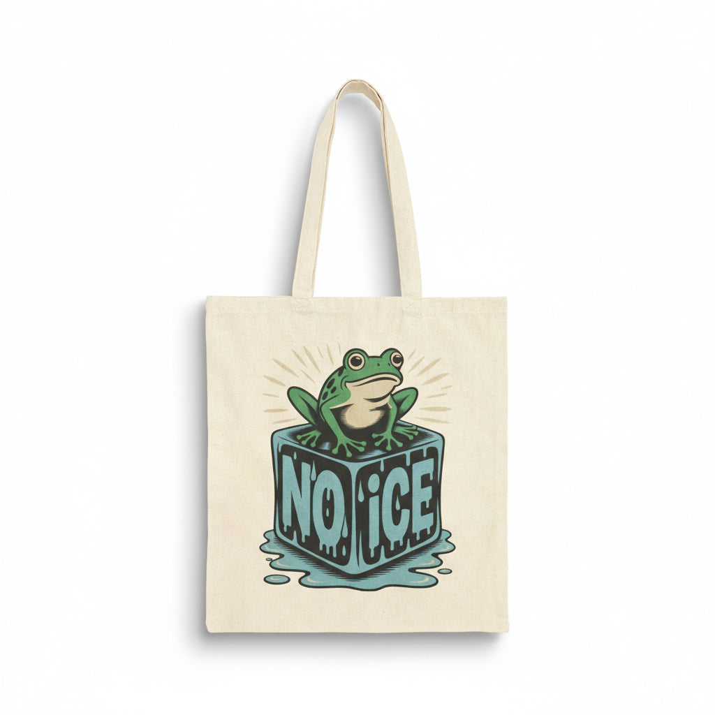 No ICE Frog Canvas Tote Bag - Hunky Tops #color_Natural