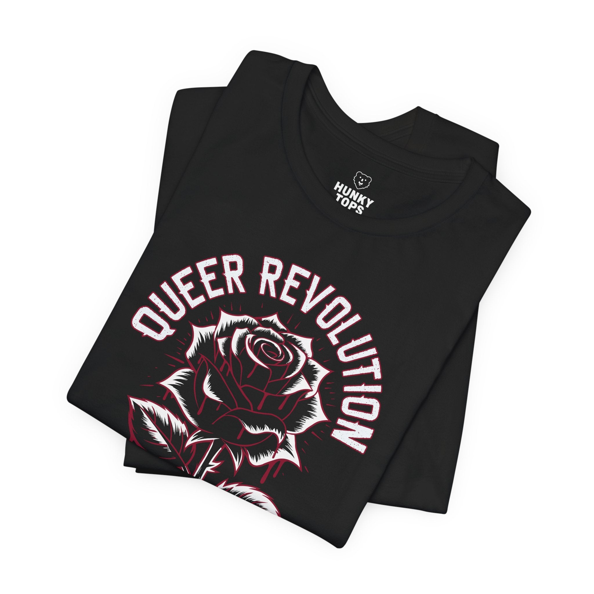 Queer Revolution T-Shirt - Hunky Tops #color_Black