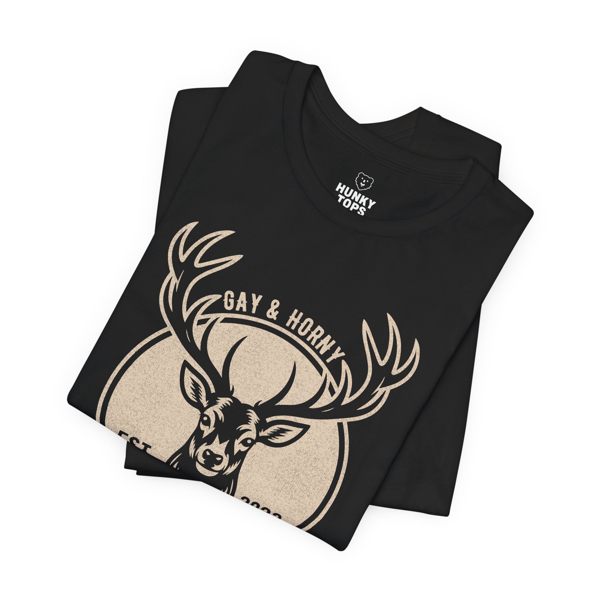 Gay And Horny T-Shirt - Hunky Tops #color_Black