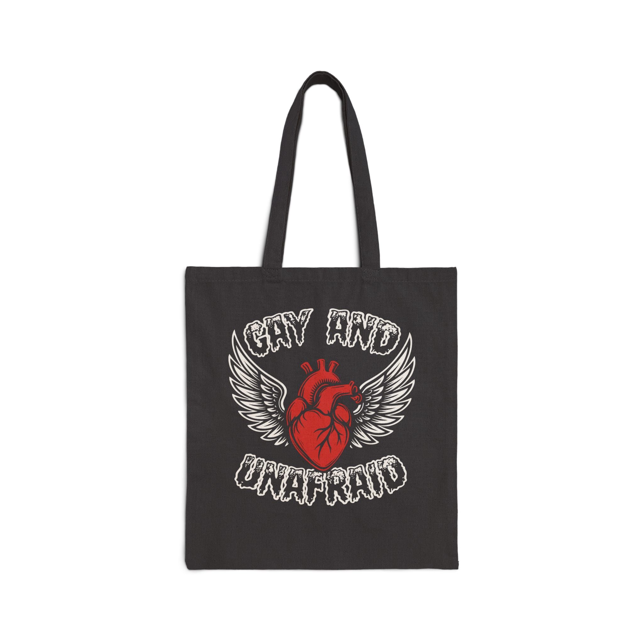 Gay and Unafraid Canvas Tote Bag - Hunky Tops #color_Black
