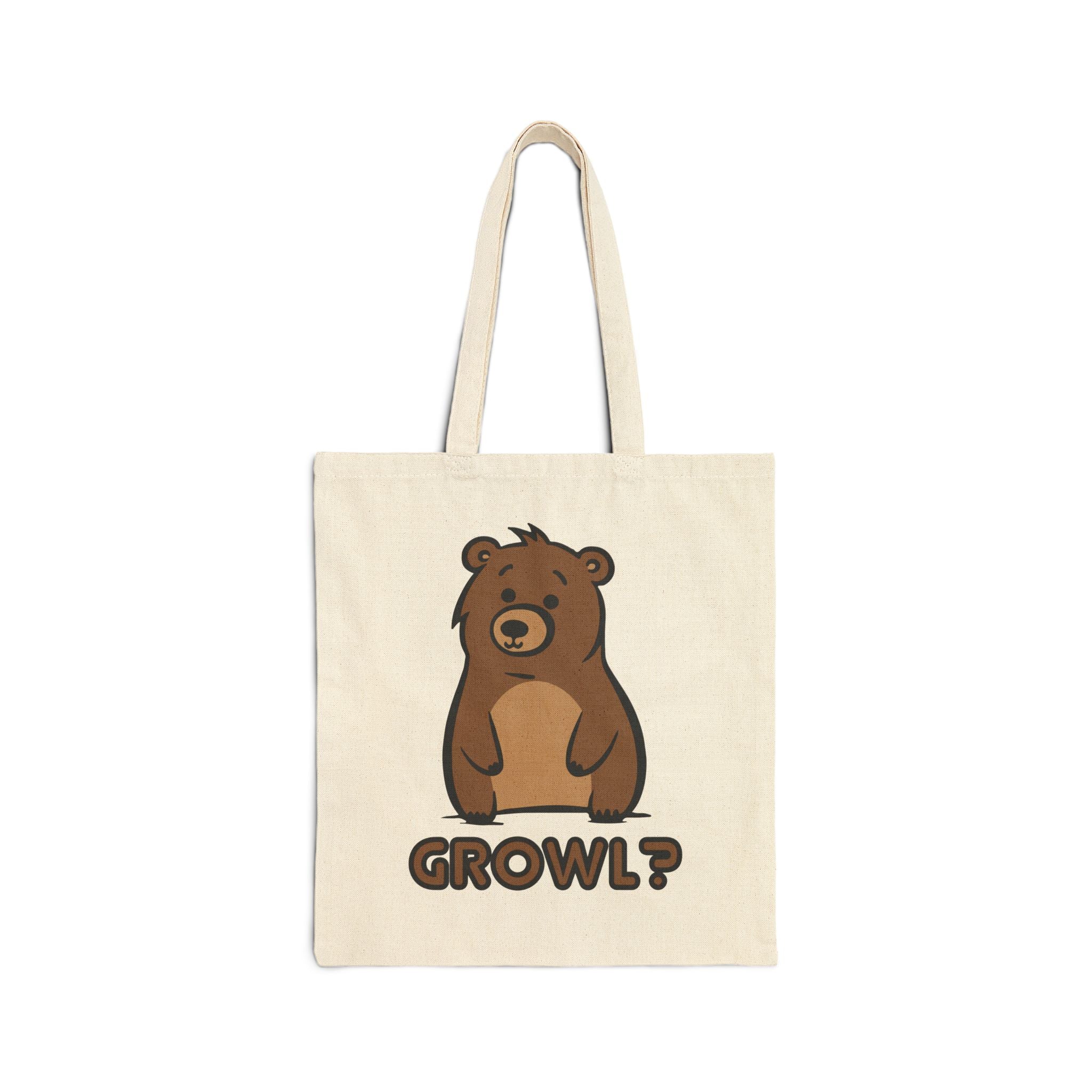 Growl? Bear Canvas Tote Bag - Hunky Tops #color_Natural