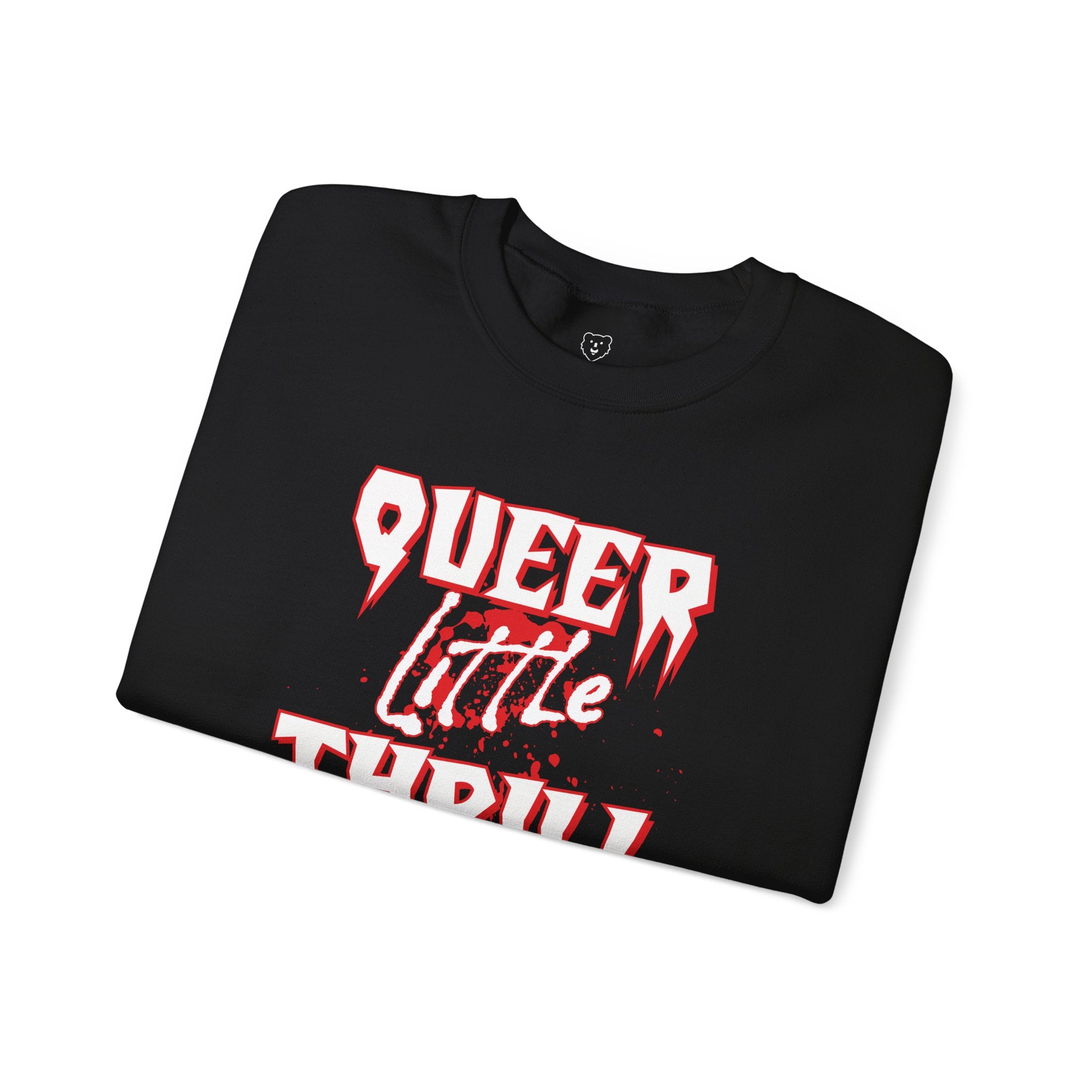 Queer Little Thrill Gay Halloween Sweatshirt - Hunky Tops #color_Black