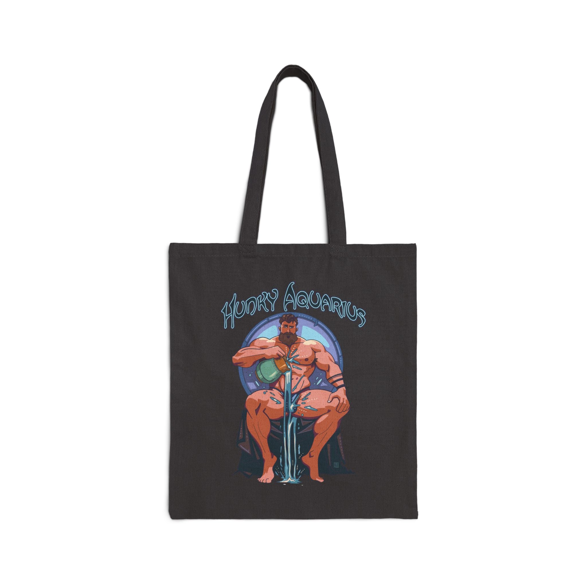 Hunky Aquarius Zodiac Tote Bag by Axeish Guy - Printify #color_Black