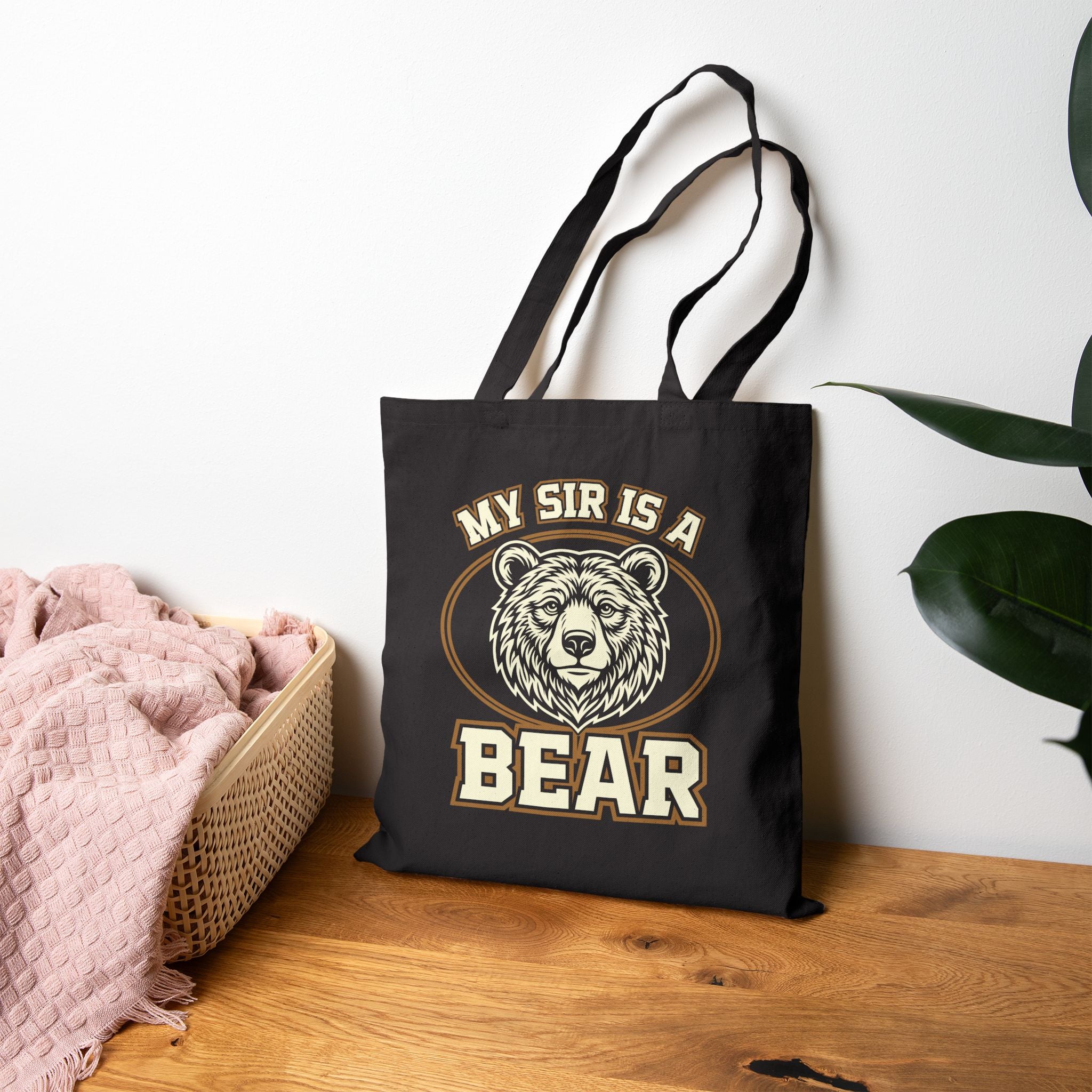 My Sir is a Bear Tote Bag - Hunky Tops #color_Black