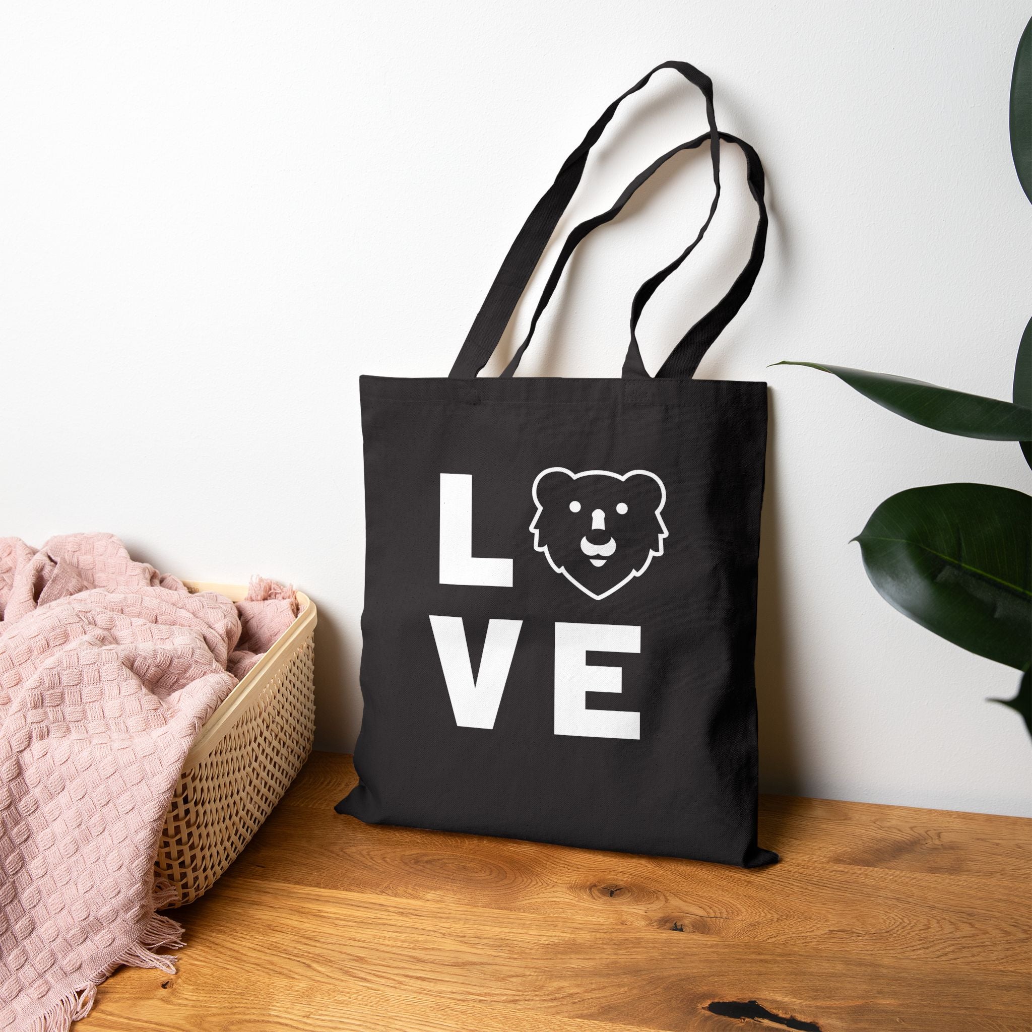 LOVE Hunky Tops Logo Canvas Tote Bag - Printify #color_Black