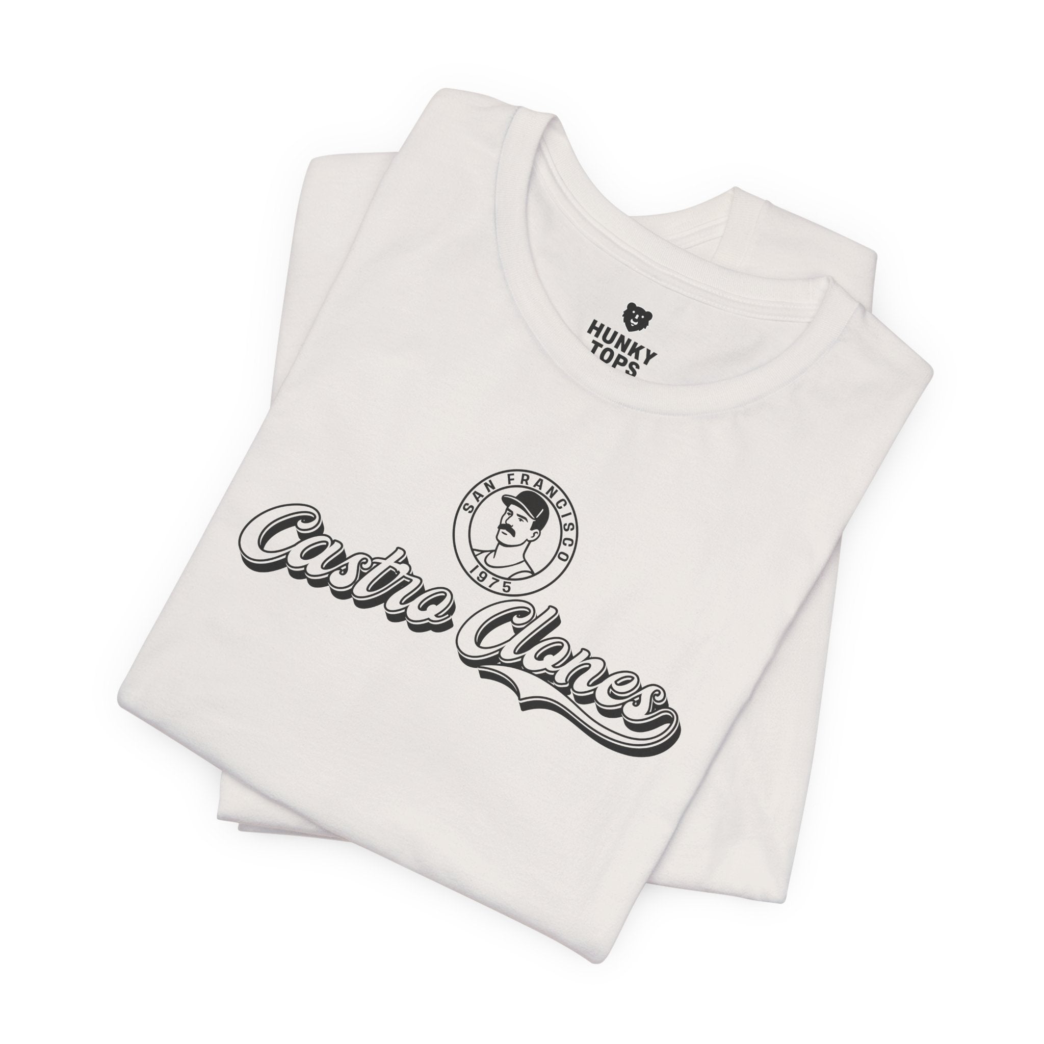 Castro Clones Gay T-Shirt - Hunky Tops #color_Vintage White