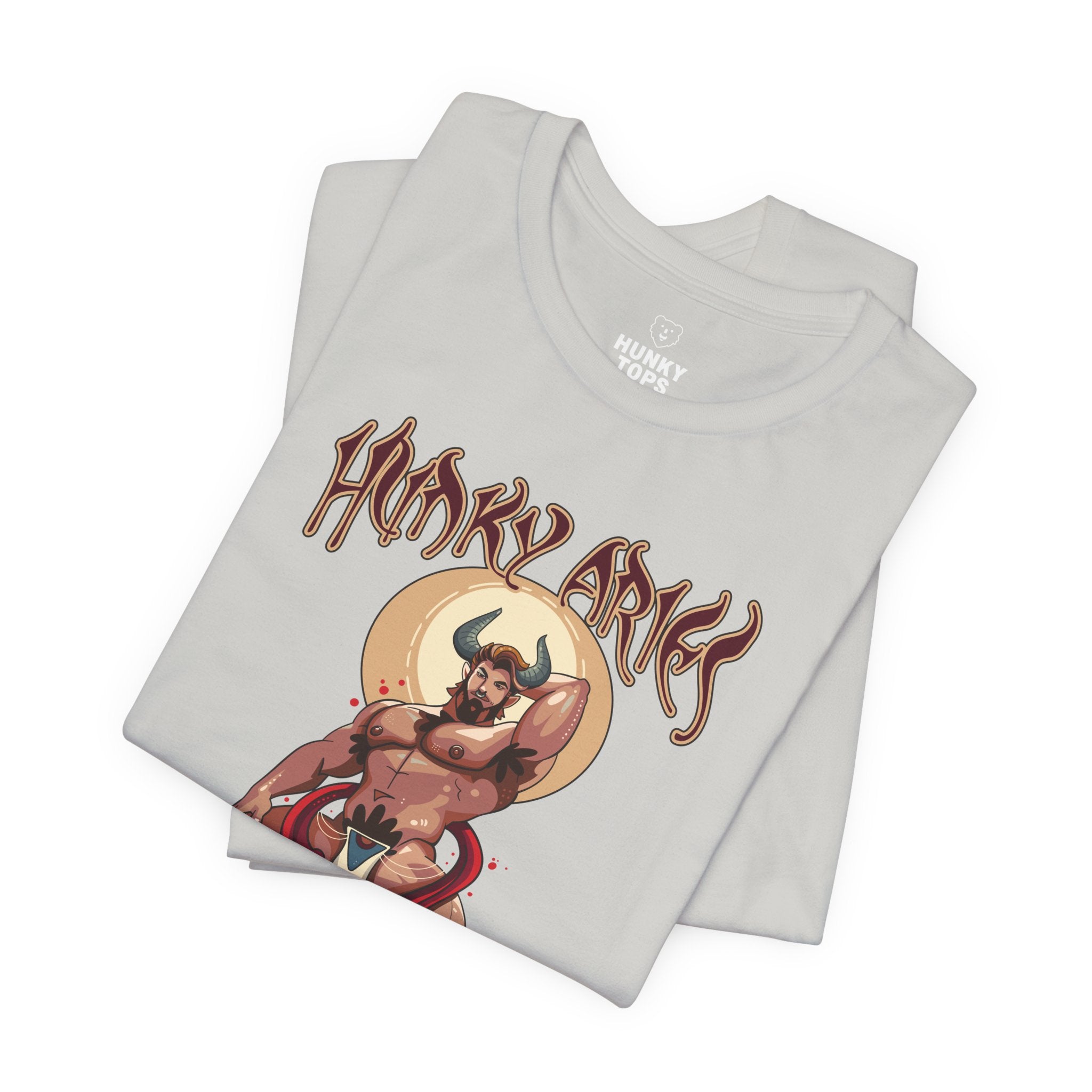 Hunky Aries Zodiac T-Shirt by Axeish Guy - Hunky Tops #color_Silver