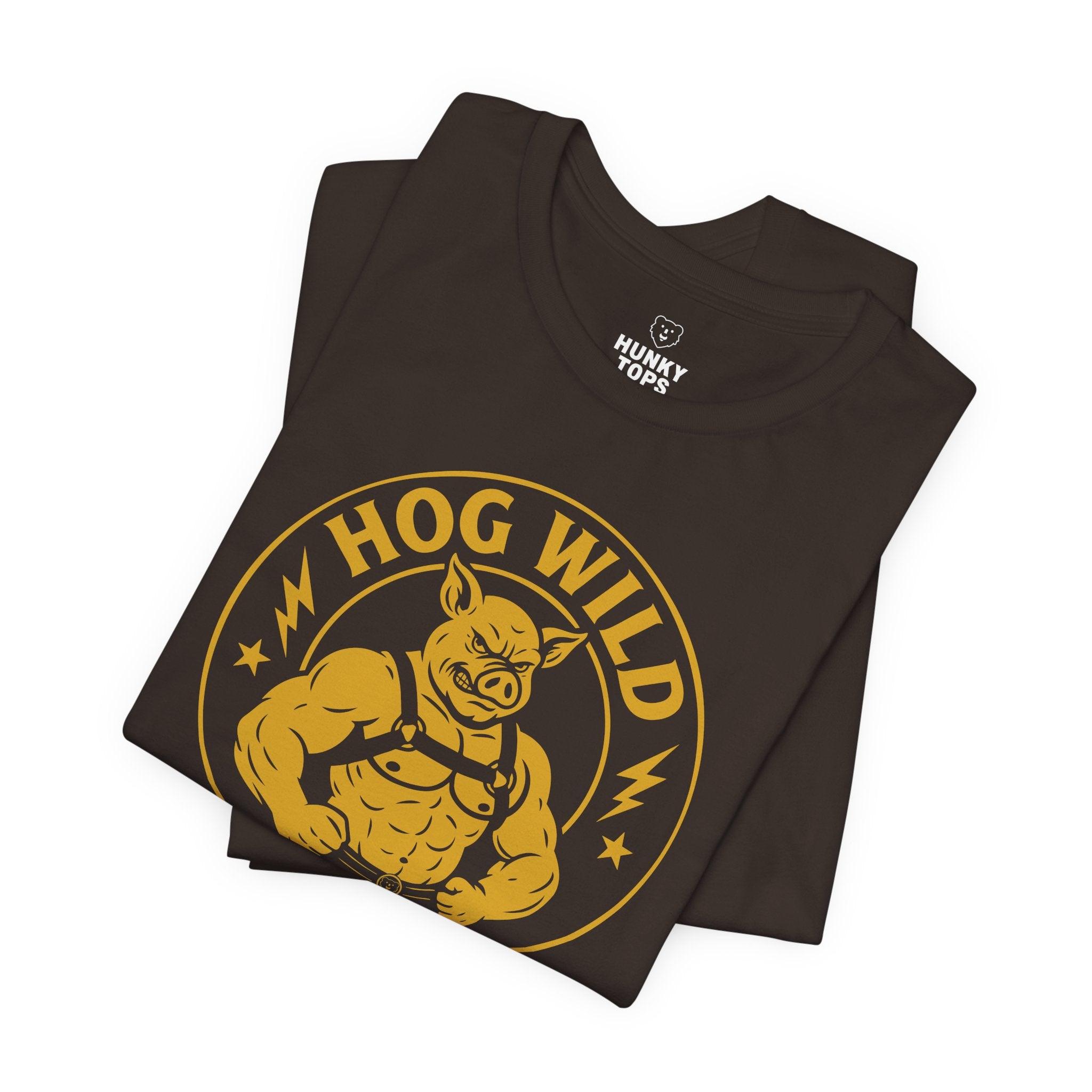 Hog Wild T-Shirt - Hunky Tops #color_Brown