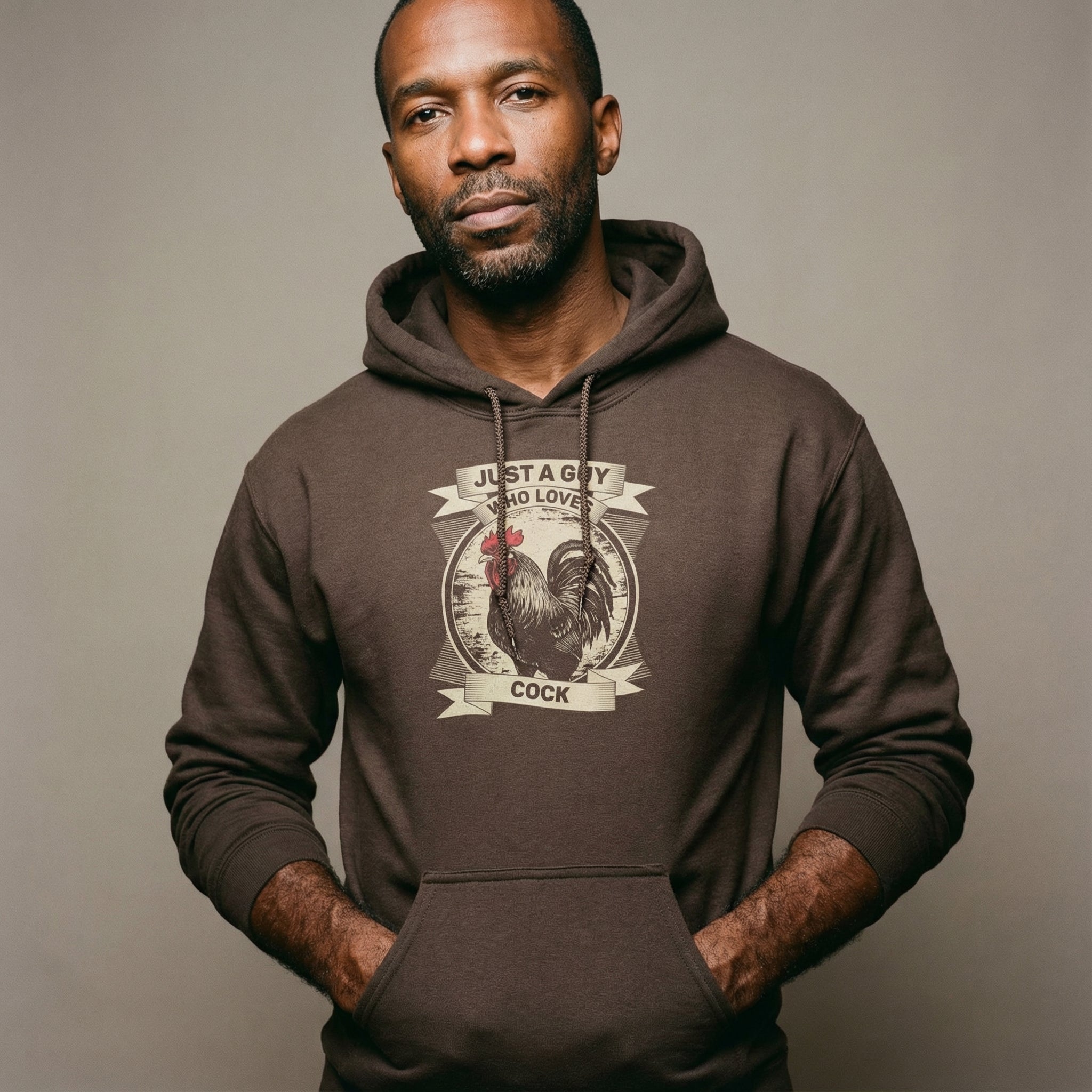 Just A Guy Who Loves Cock Hoodie #color_Dark Chocolate