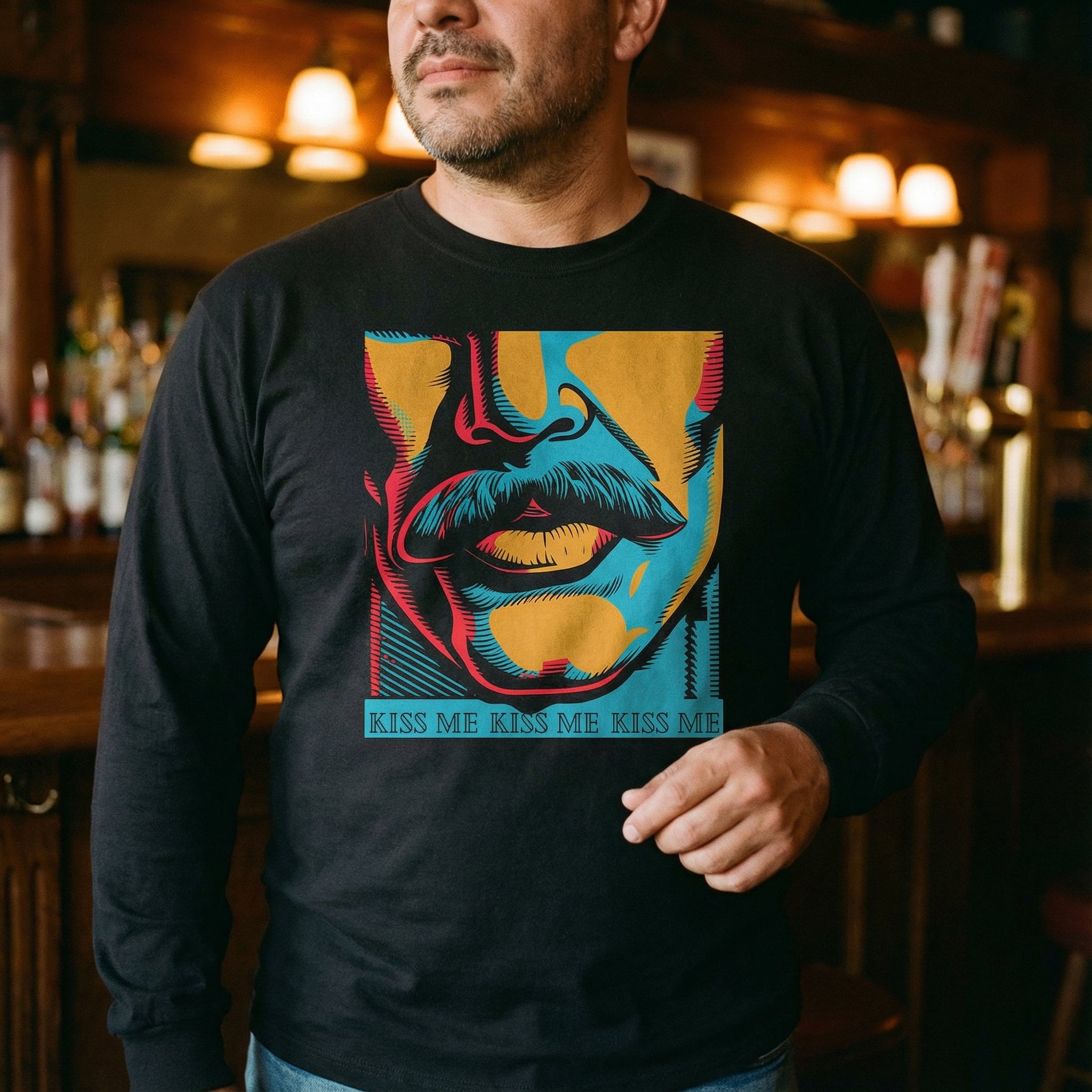 Kiss Me Gay Long-Sleeve T-Shirt #color_Black