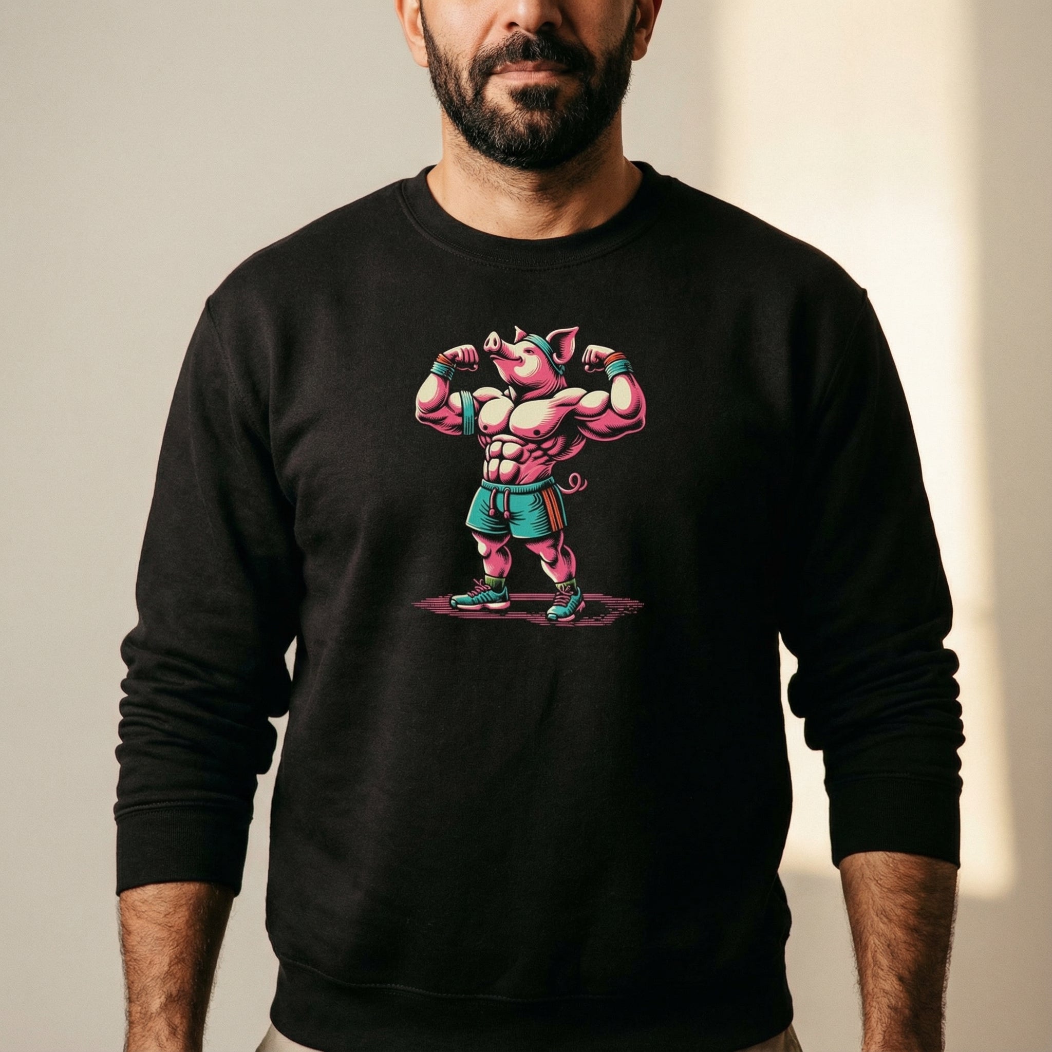 Muscle Pig Sweatshirt #color_Black