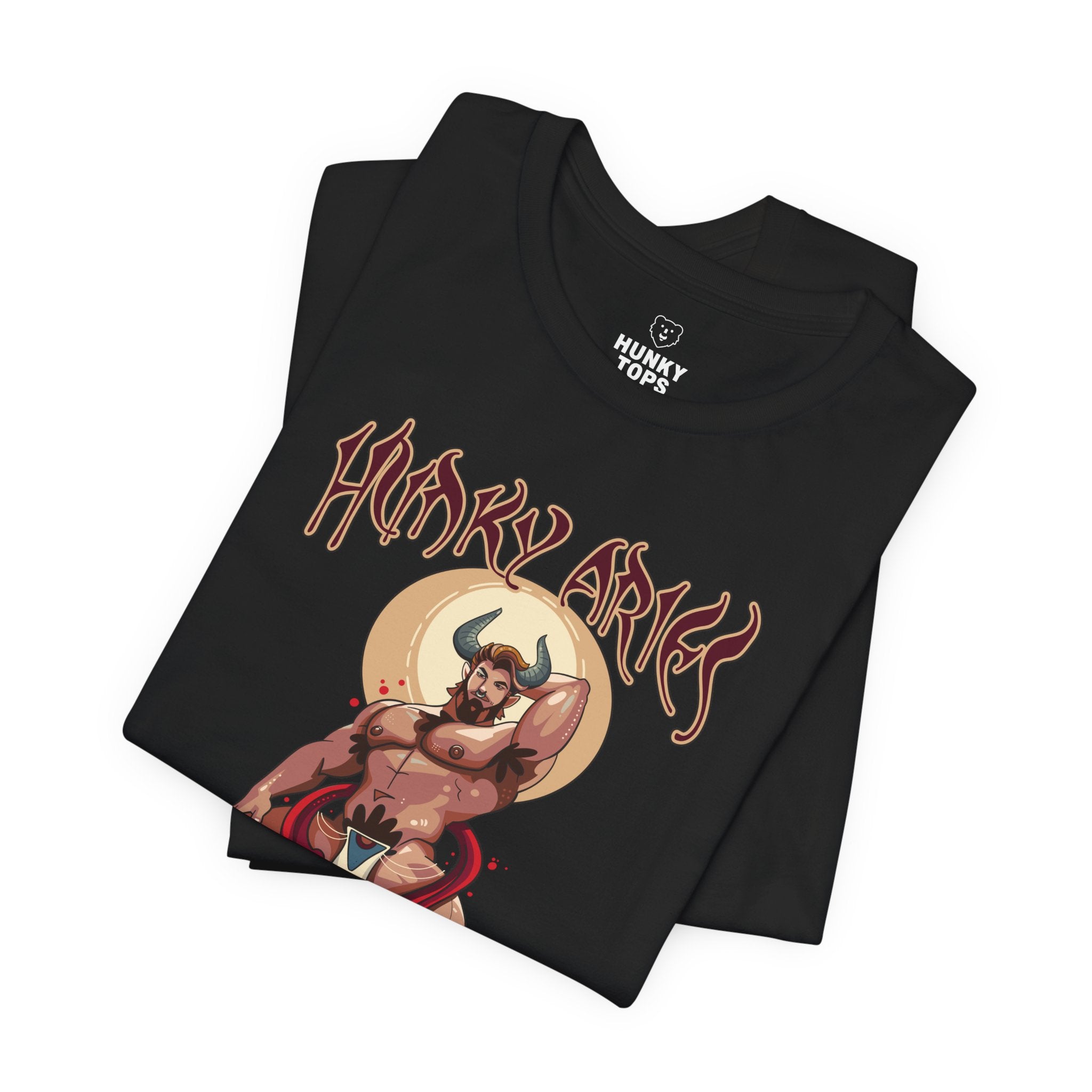 Hunky Aries Zodiac T-Shirt by Axeish Guy - Hunky Tops #color_Black