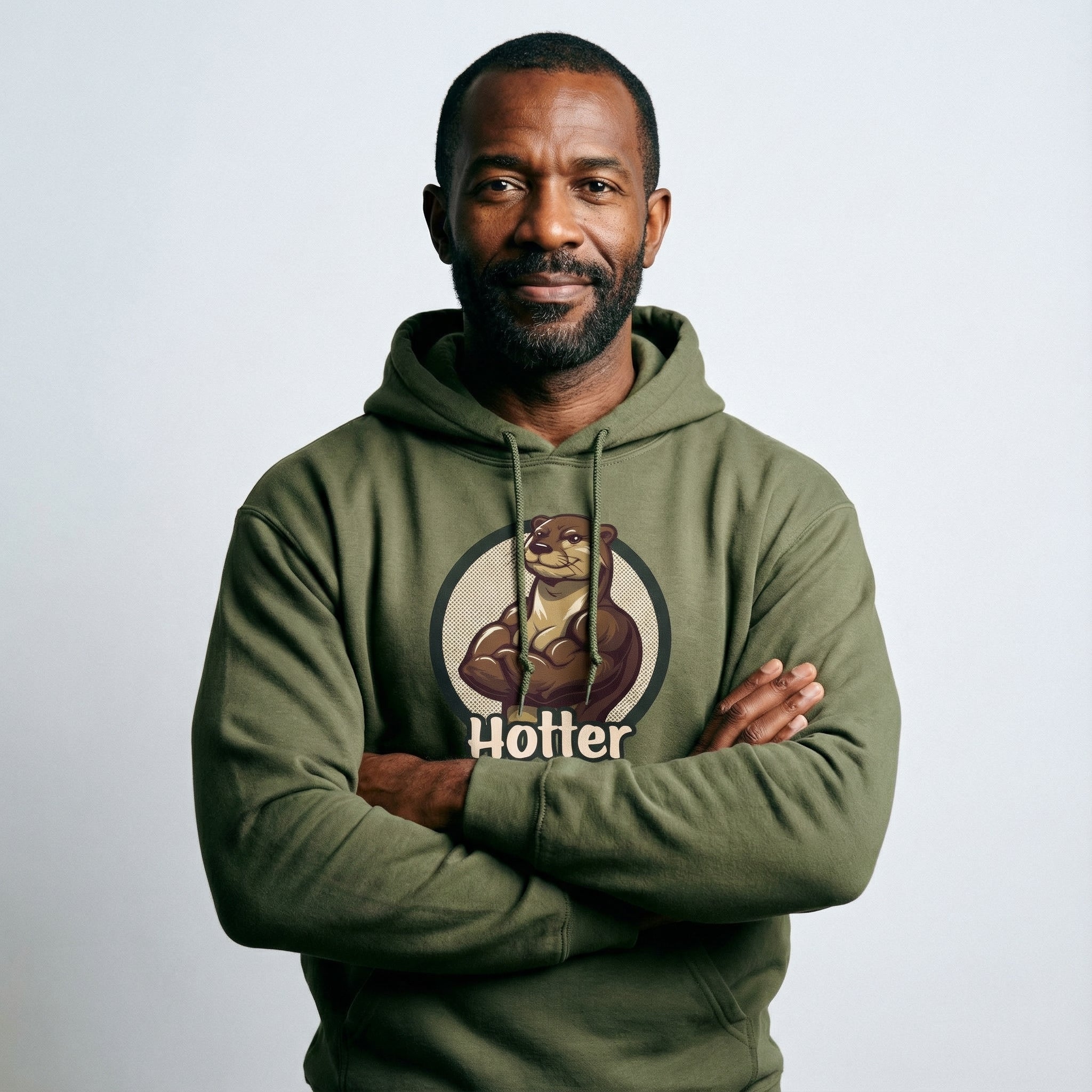 Hotter Muscular Otter Hoodie #color_Military Green
