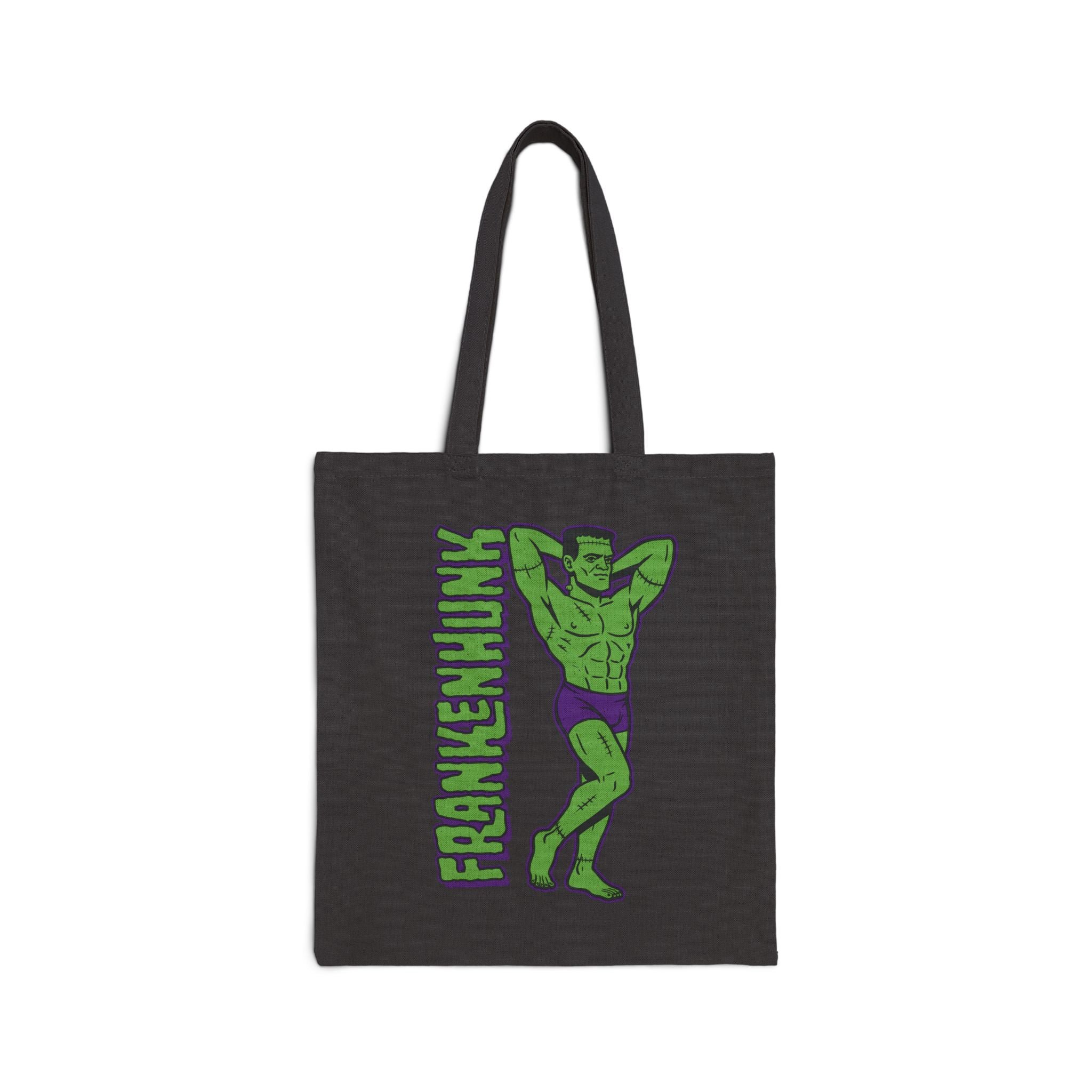 Frankenhunk Gay Halloween Canvas Tote Bag - Hunky Tops #color_Black
