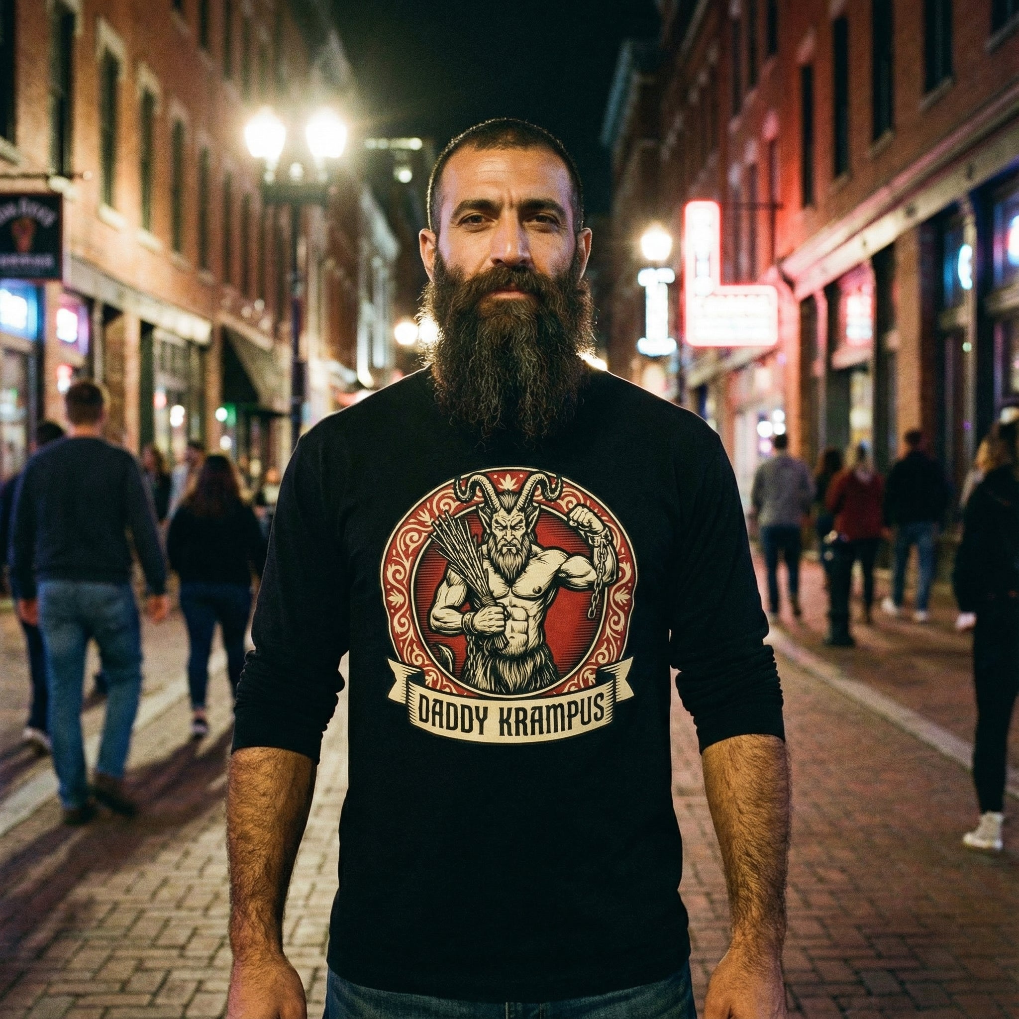 Daddy Krampus Long-Sleeve T-Shirt #color_Black