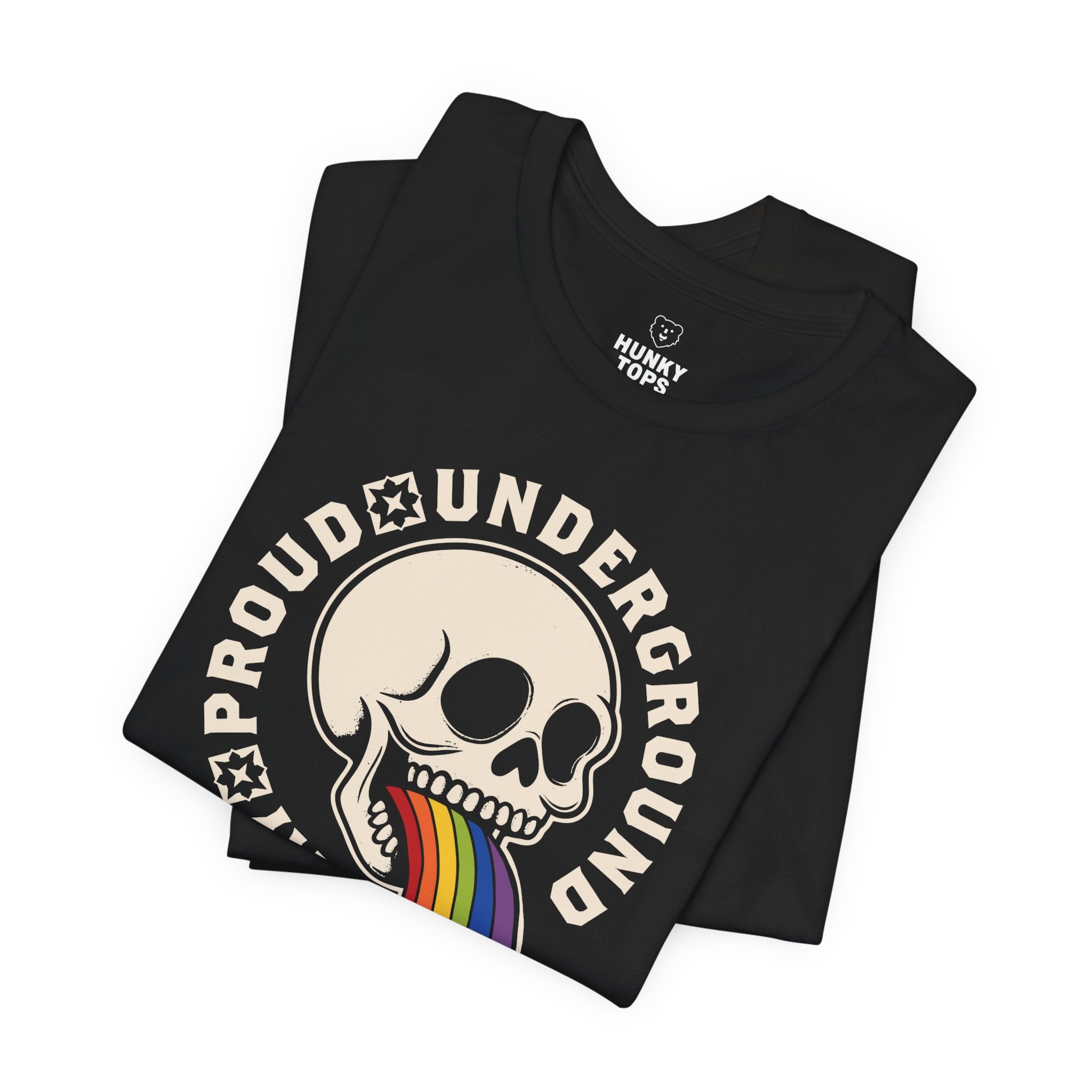 Proud Underground Gay Skull Tee - Hunky Tops #color_Black