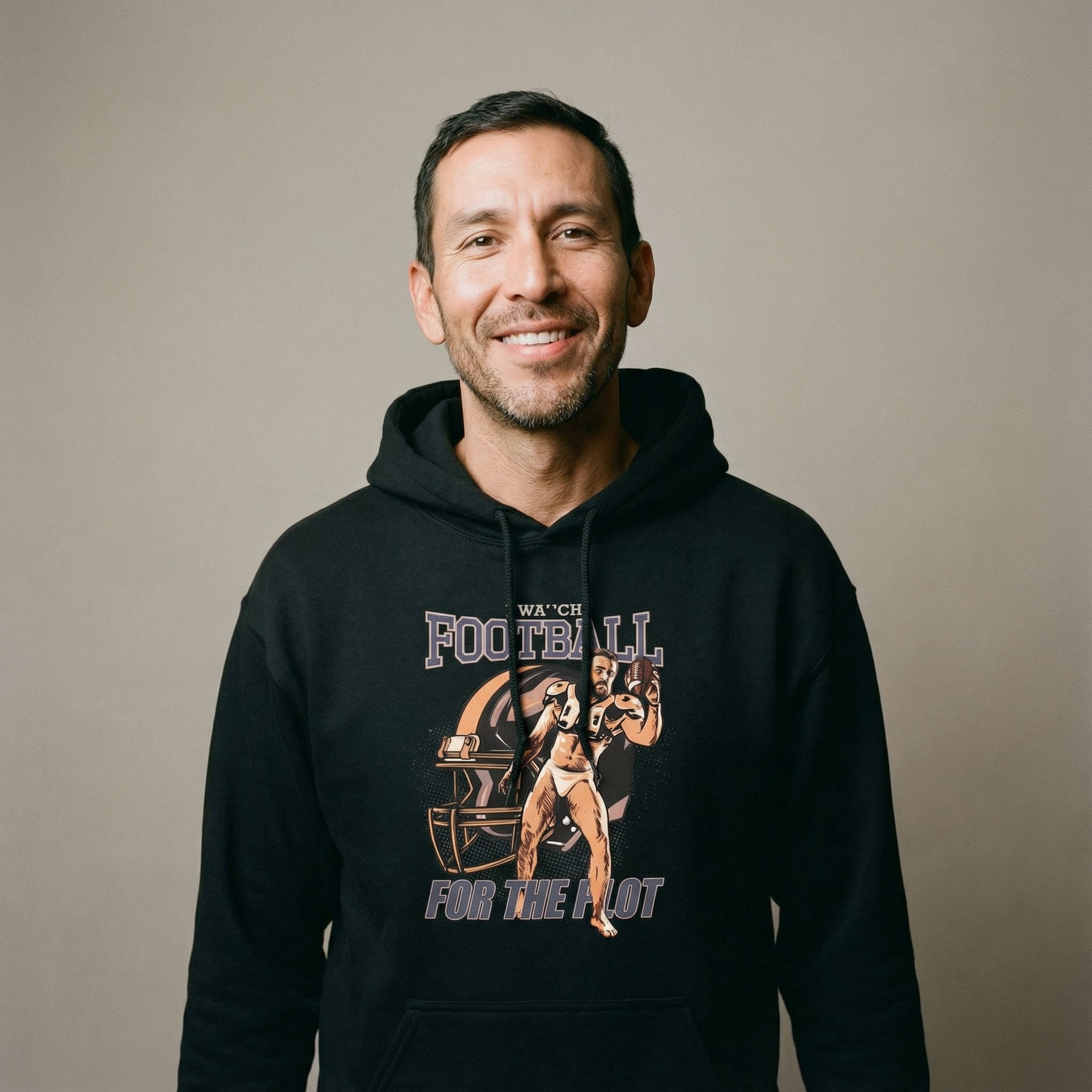 "I Watch Football for the Plot" Hoodie #color_Black