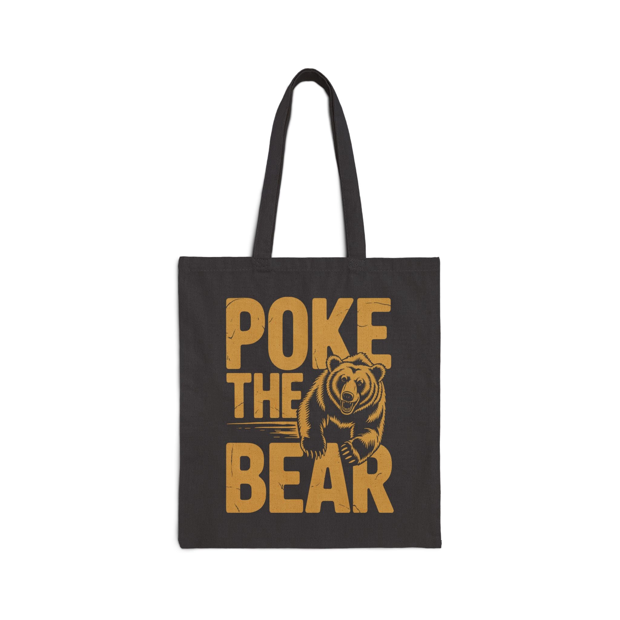 Poke the Bear Canvas Tote Bag - Hunky Tops #color_Black