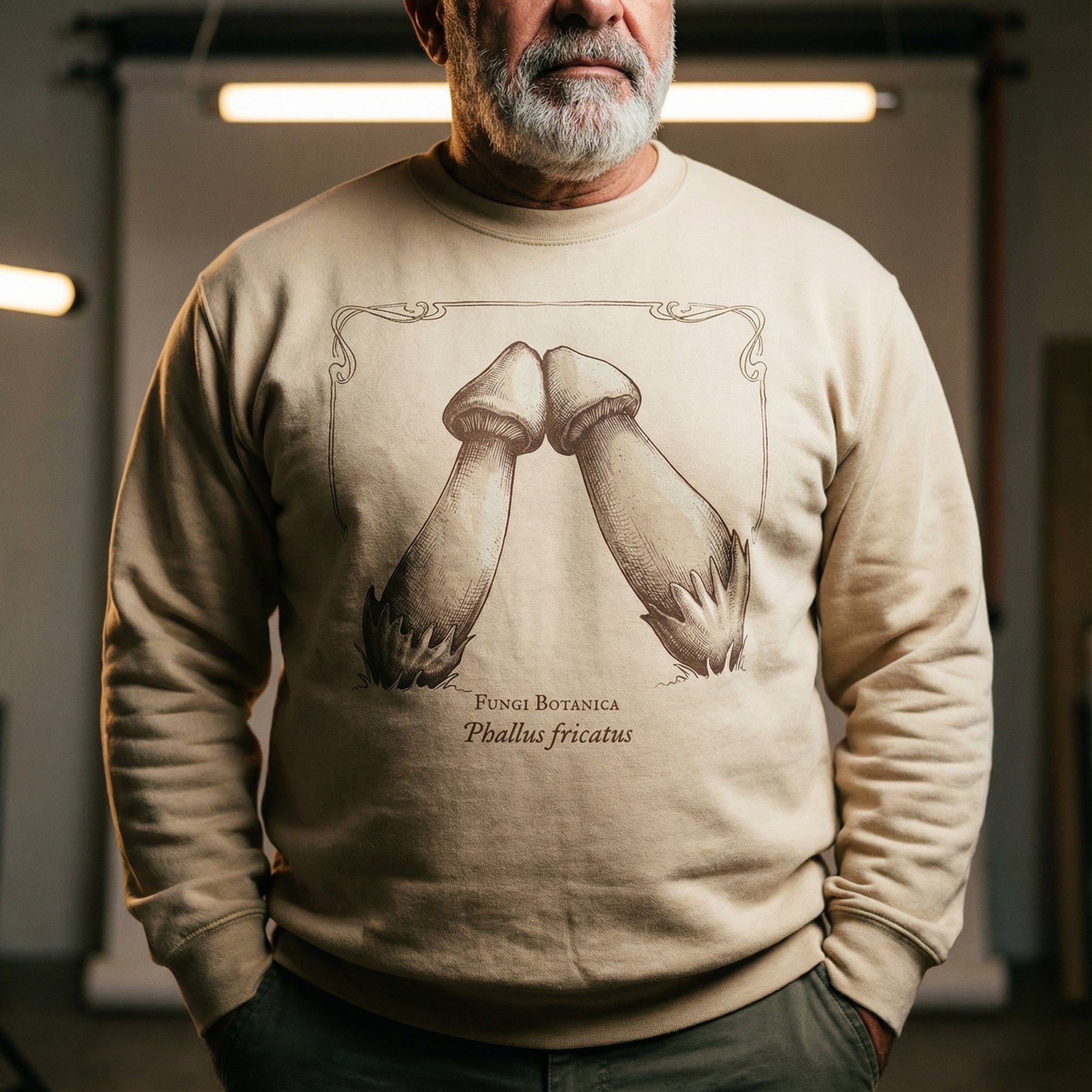 Rubbing Mushrooms Sweatshirt #color_Sand