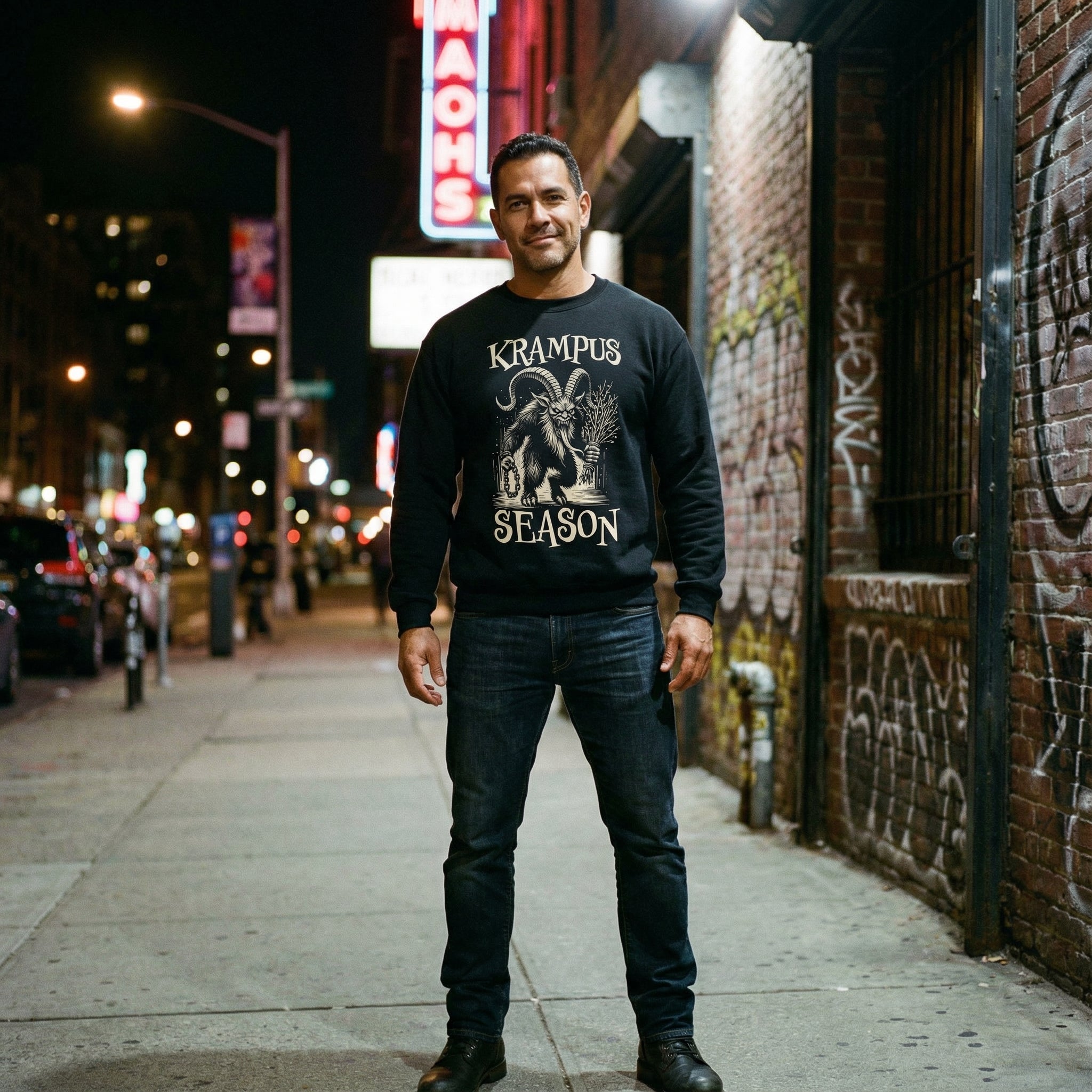 Krampus Season Holiday Sweatshirt #color_Black