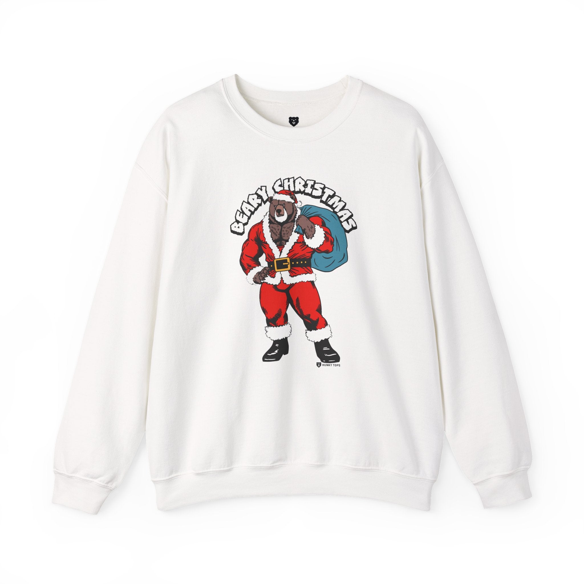 Beary Christmas Sweatshirt - Hunky Tops #color_White