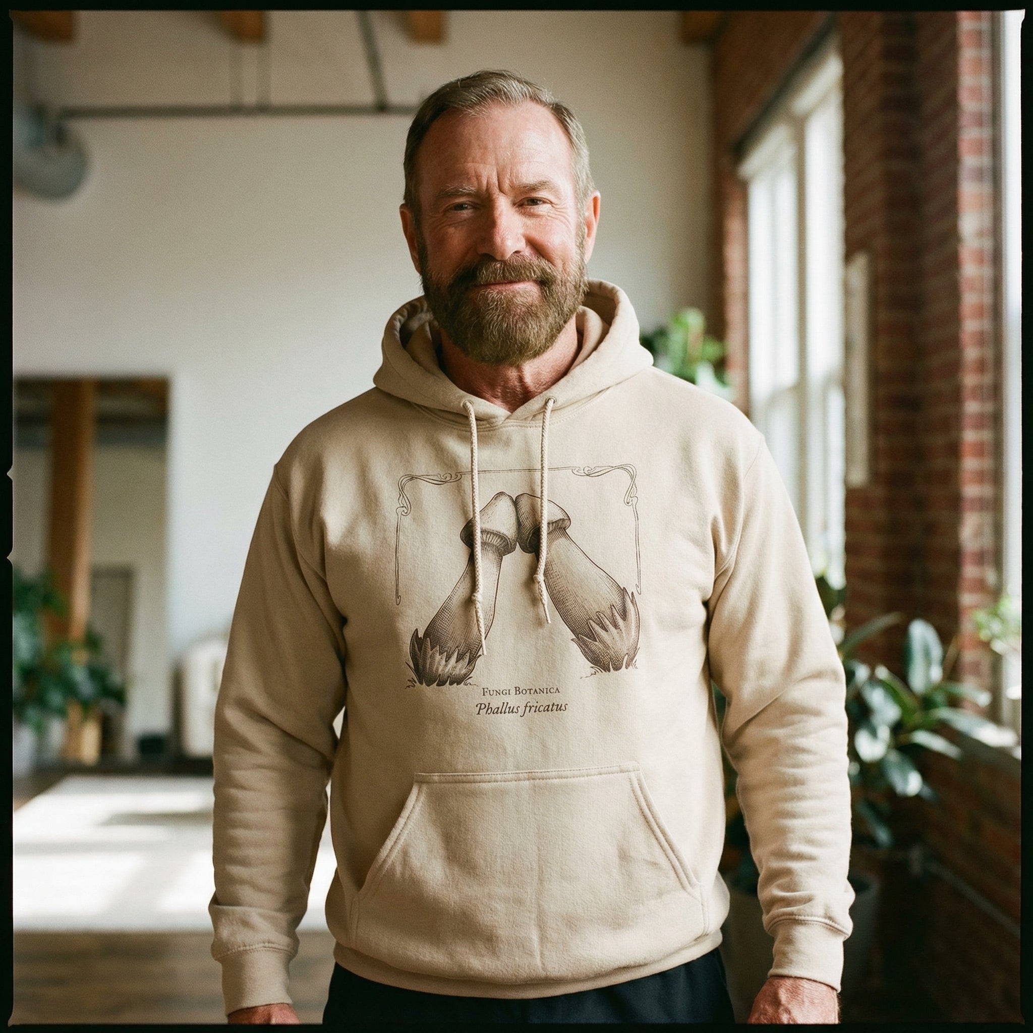 Rubbing Mushrooms Hoodie #color_Sand