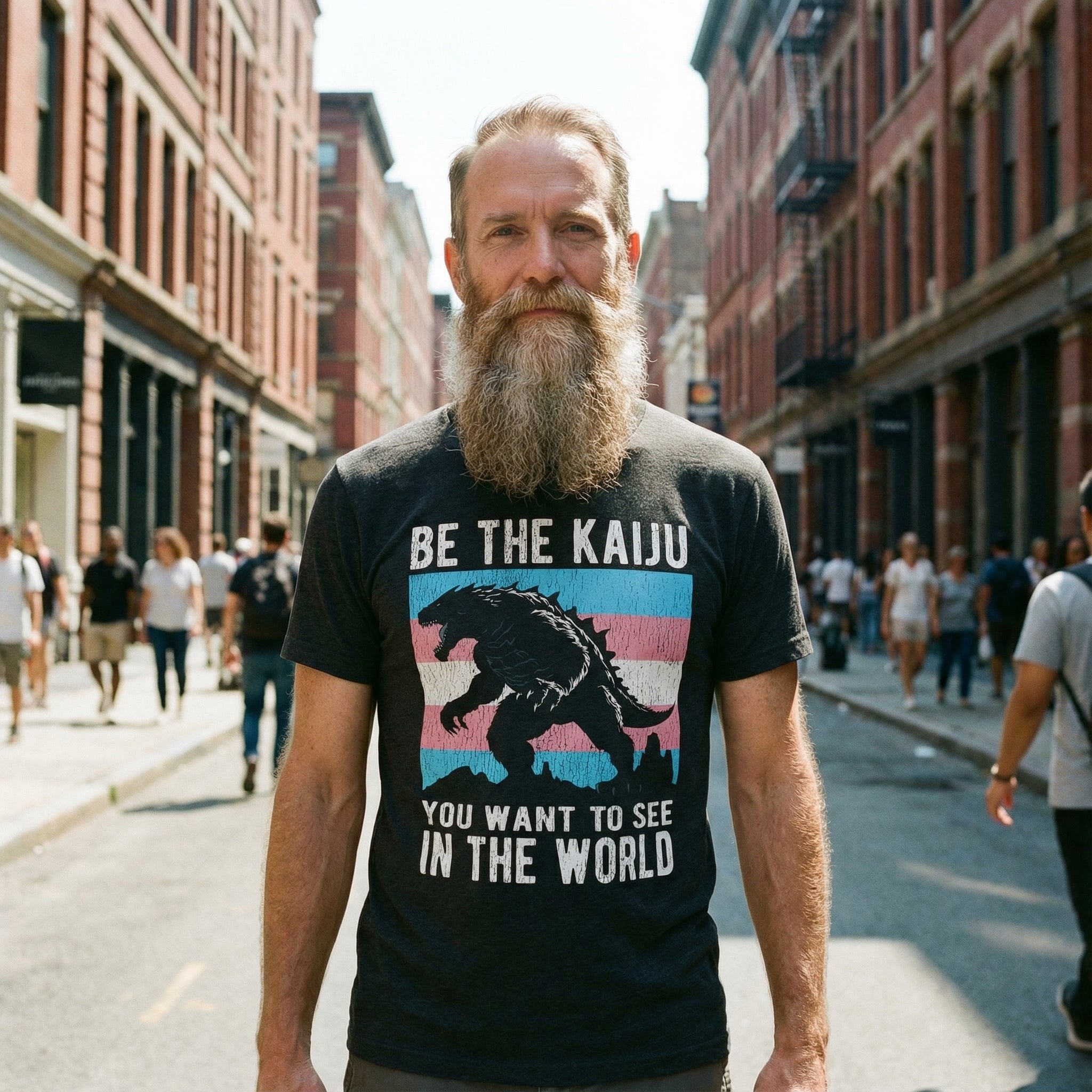 Be The Kaiju You Want to See in the World T-Shirt (Trans Edition) #color_Black Heather