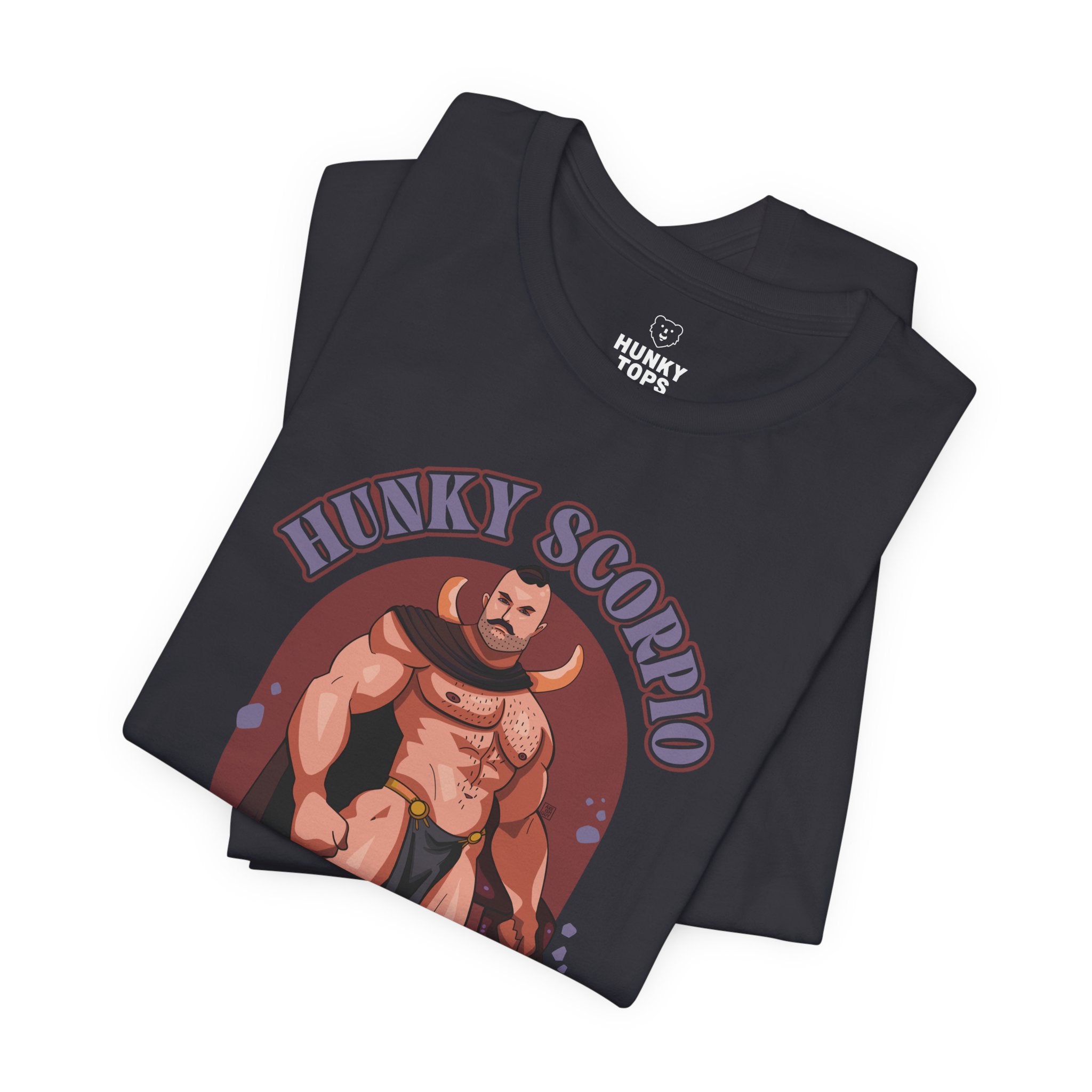 HUNKY SCORPIO ZODIAC T-SHIRT BY AXEISH GUY - Hunky Tops #color_Dark Grey