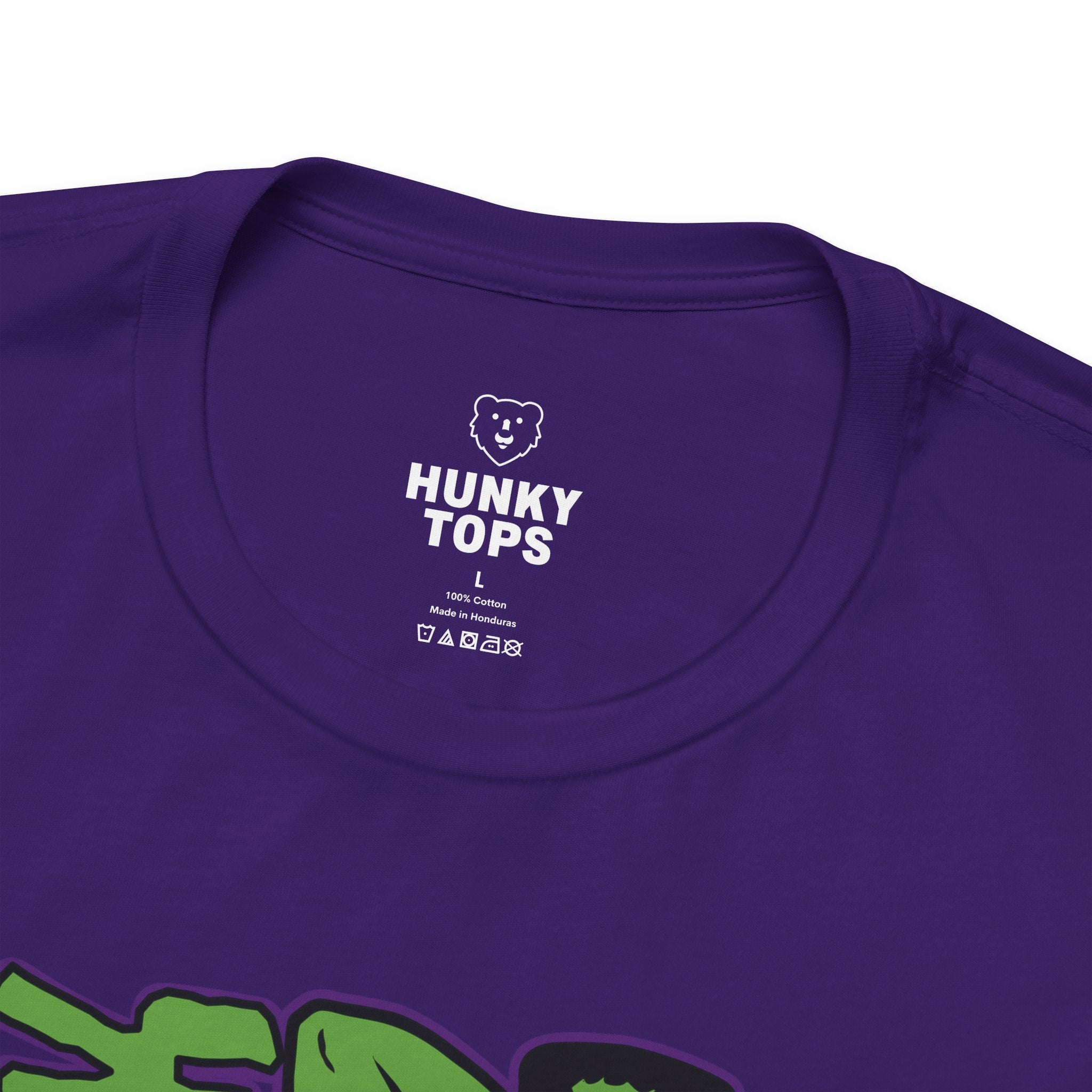 Frankenhunk Gay Halloween T-Shirt - Hunky Tops #color_Team Purple
