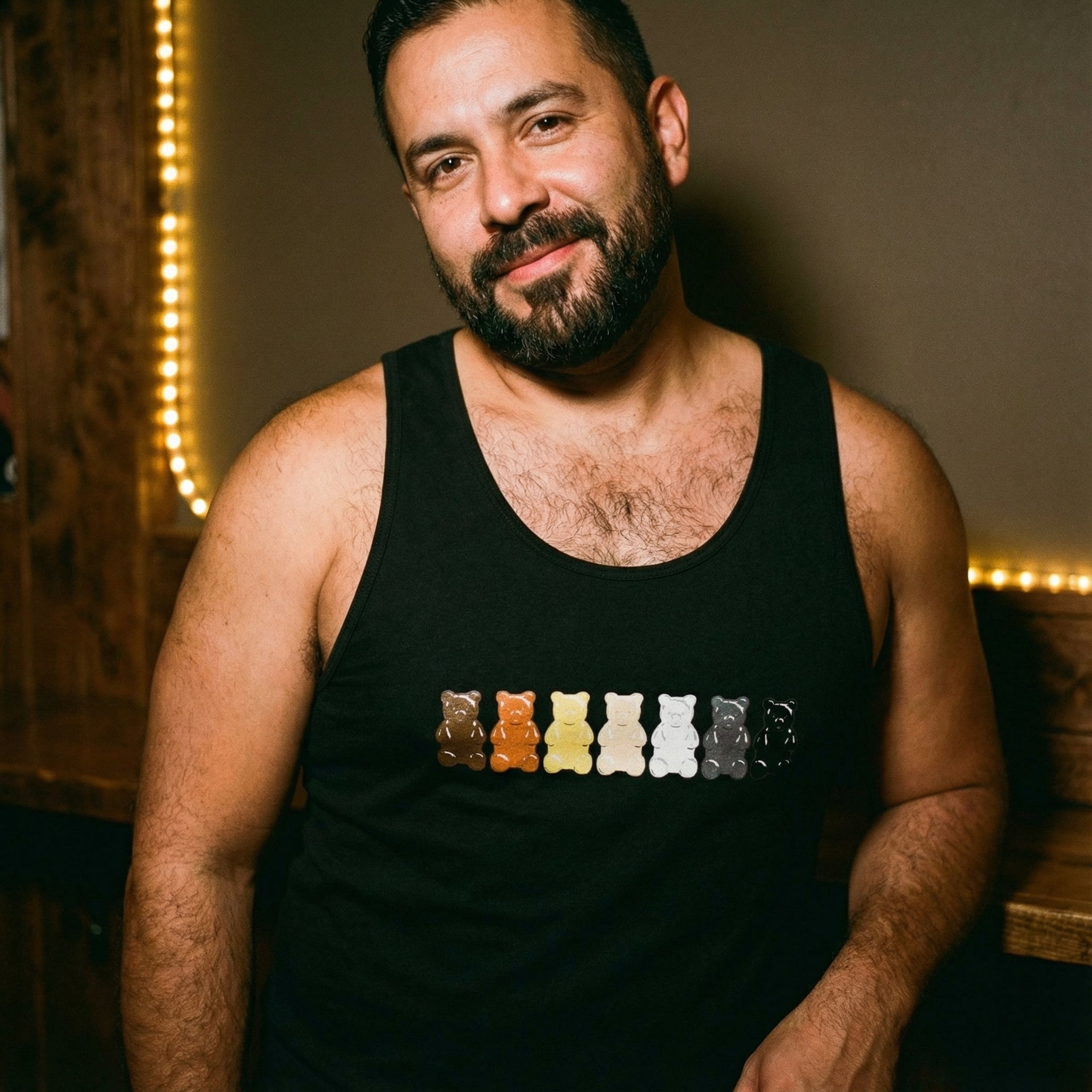 "Gummy Bears Unite!" Gay Bear Pride Tank Top #color_Black