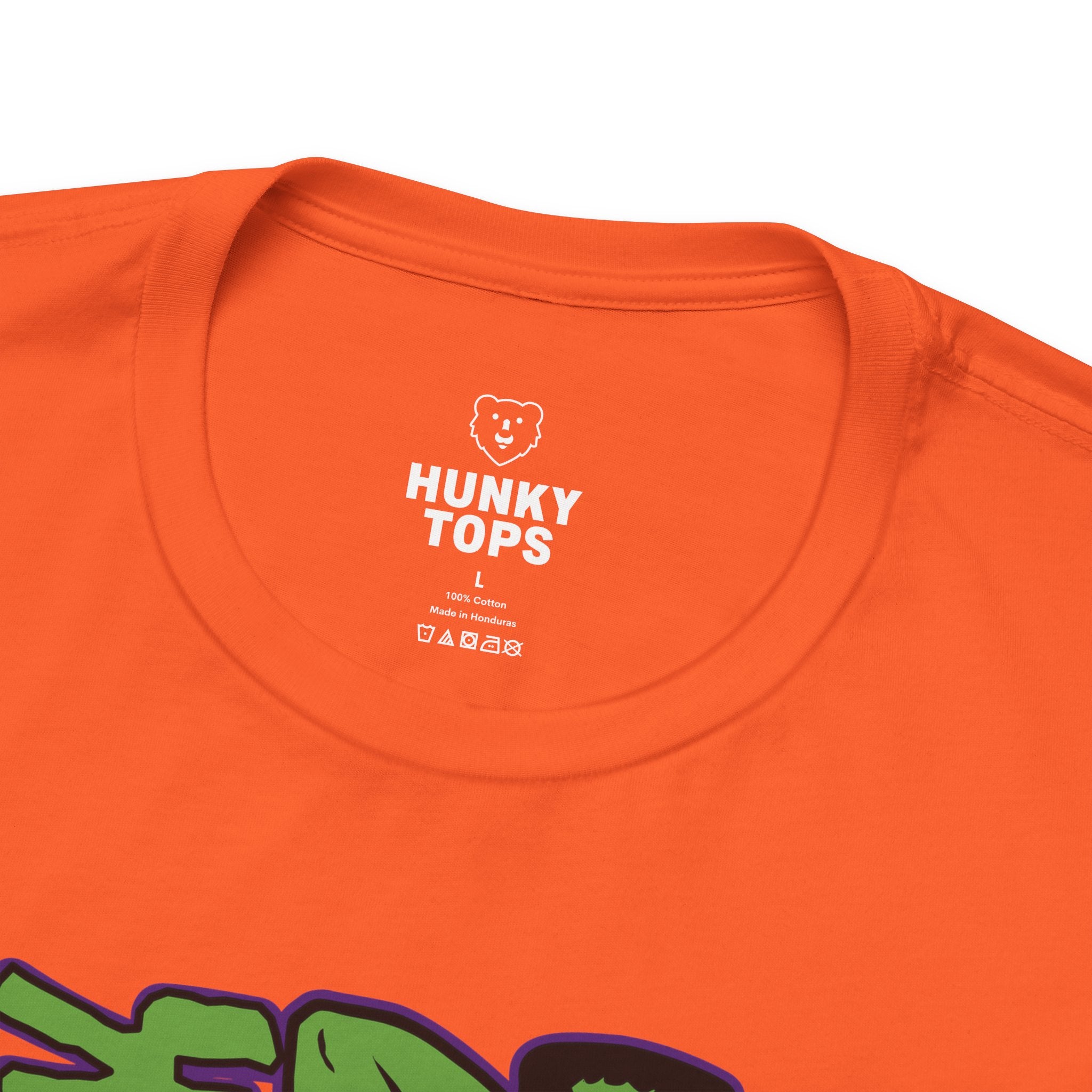 Frankenhunk Gay Halloween T-Shirt - Hunky Tops #color_Orange