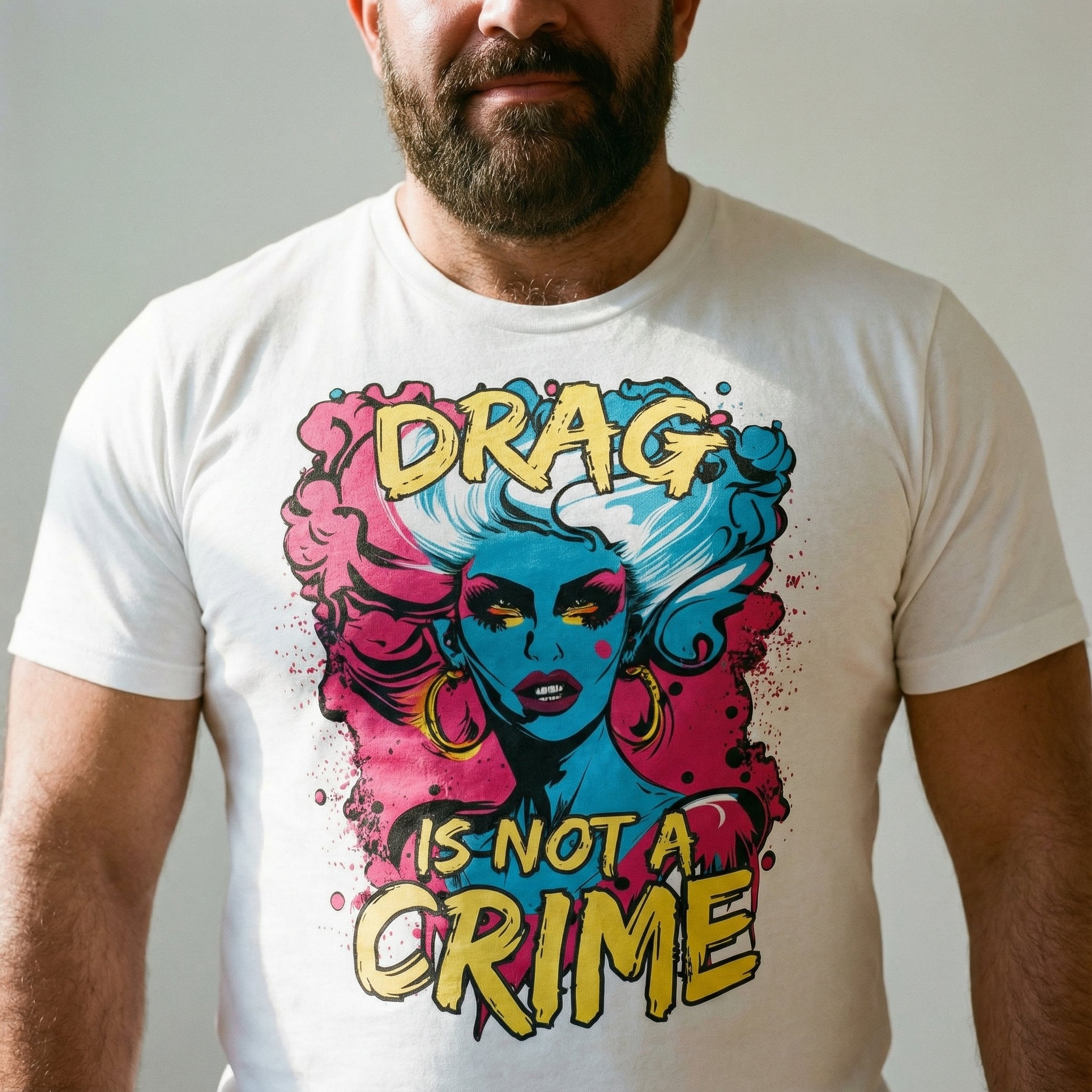"Drag is not a Crime" Support Drag Graphic T-Shirt #color_White
