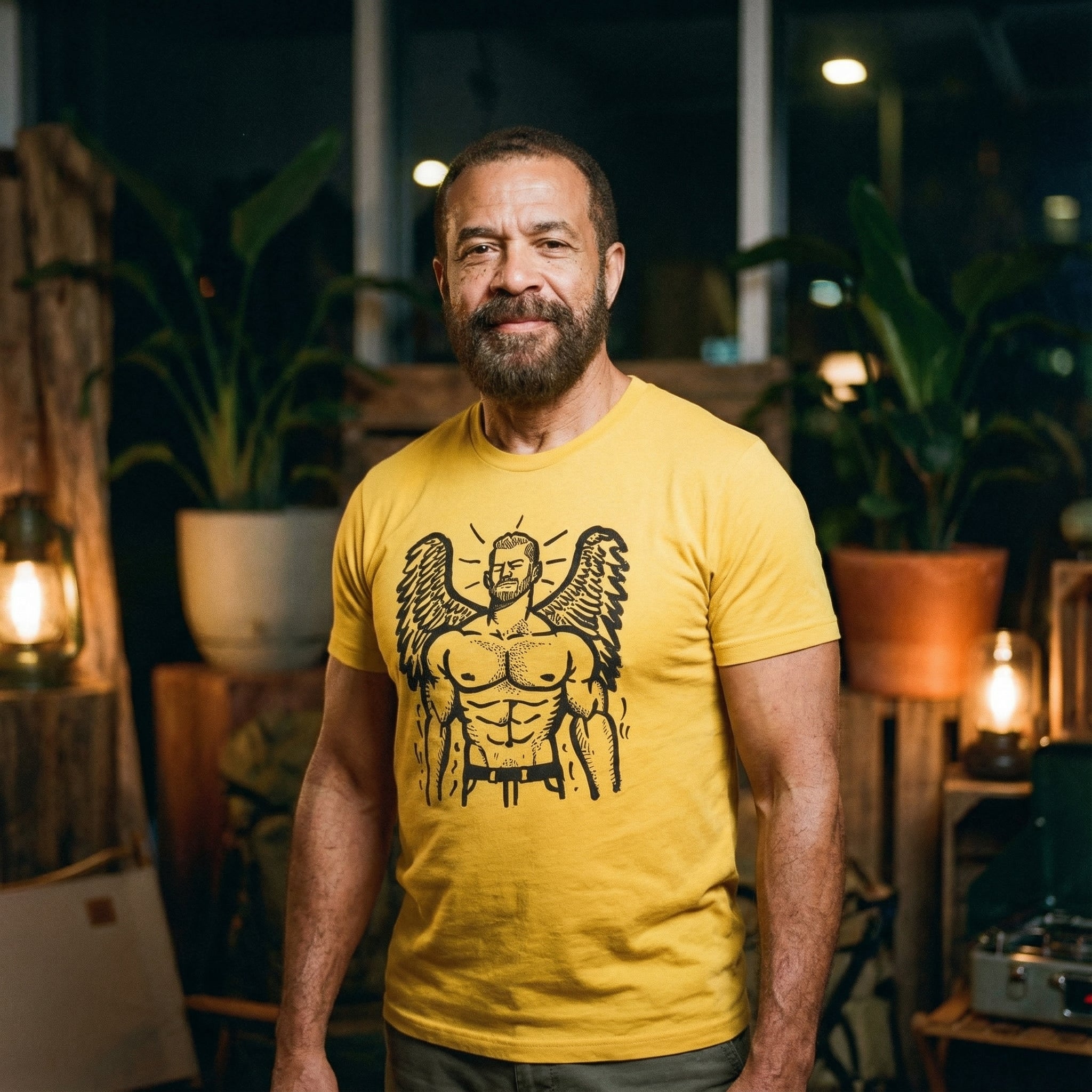 Heavenly Hunk Angel T-Shirt #color_Gold