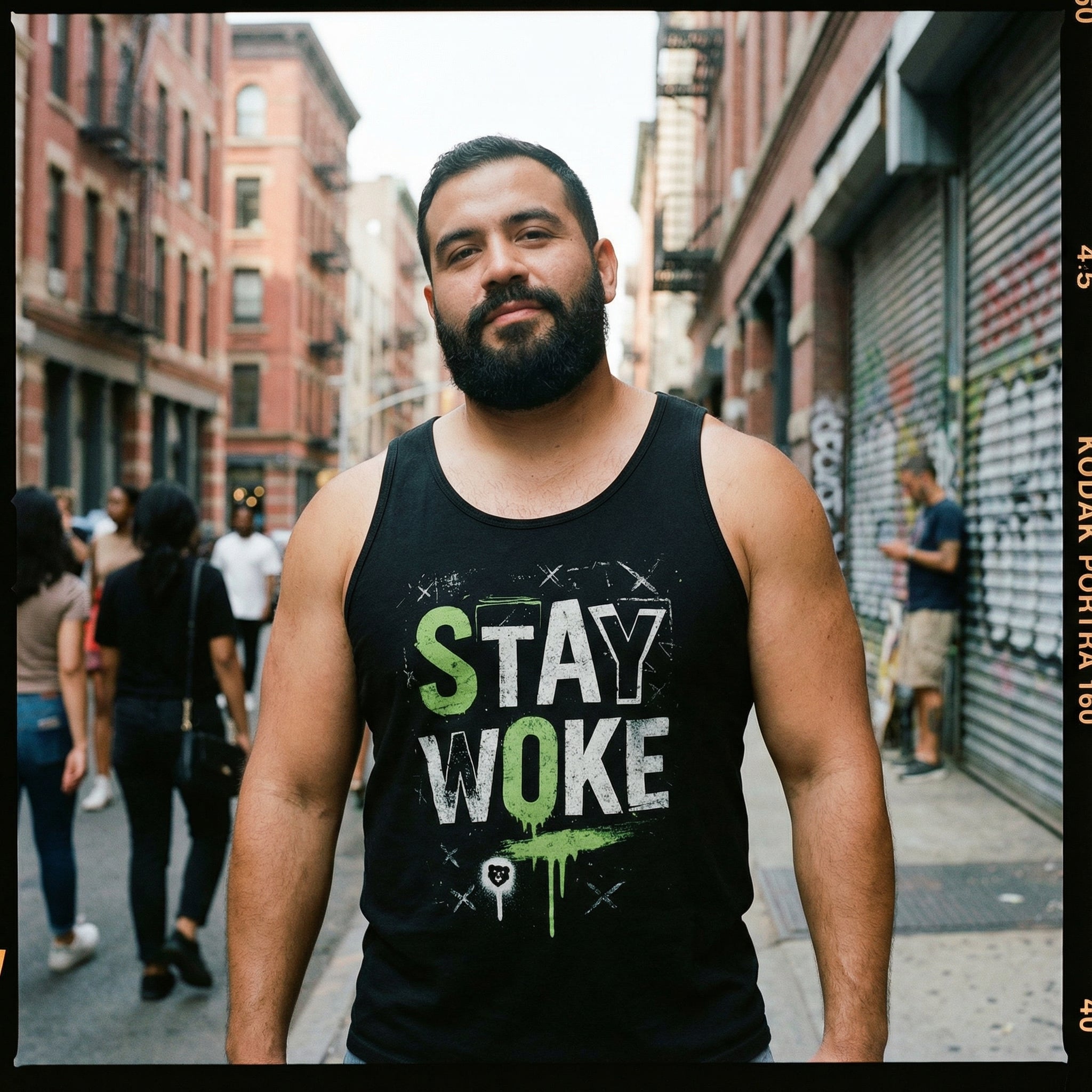 Stay Woke Tank Top #color_Black