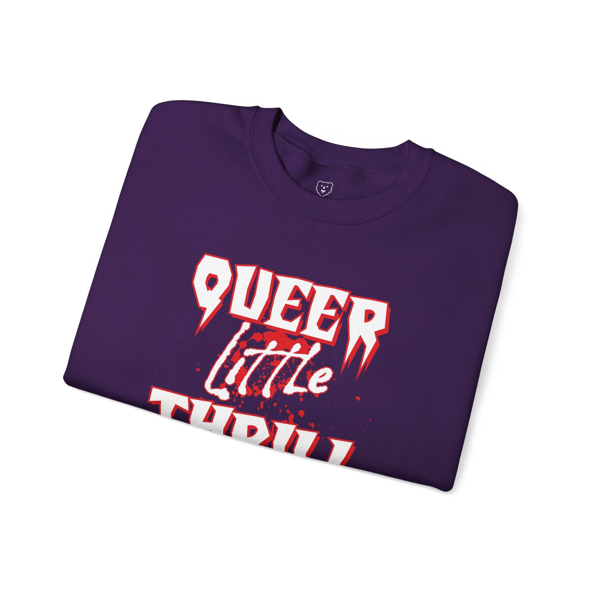 Queer Little Thrill Gay Halloween Sweatshirt - Hunky Tops #color_Purple