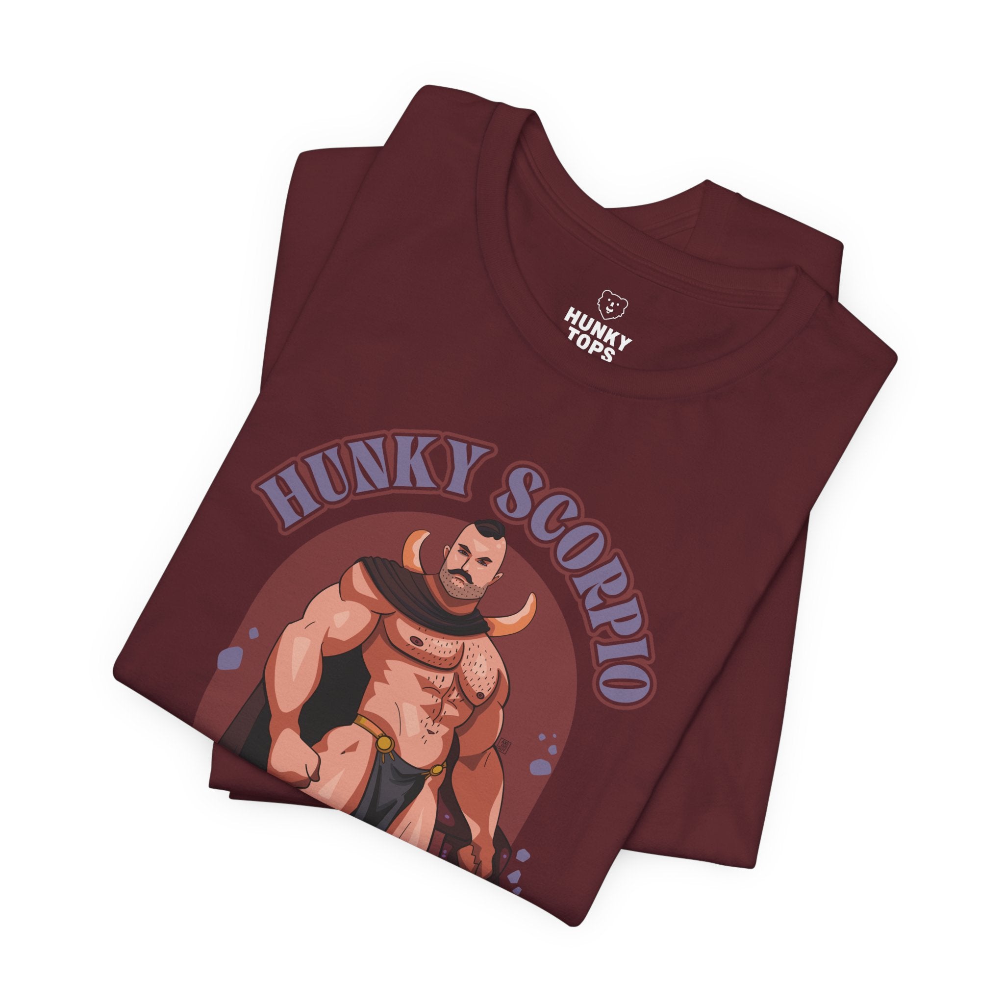 HUNKY SCORPIO ZODIAC T-SHIRT BY AXEISH GUY - Hunky Tops #color_Maroon