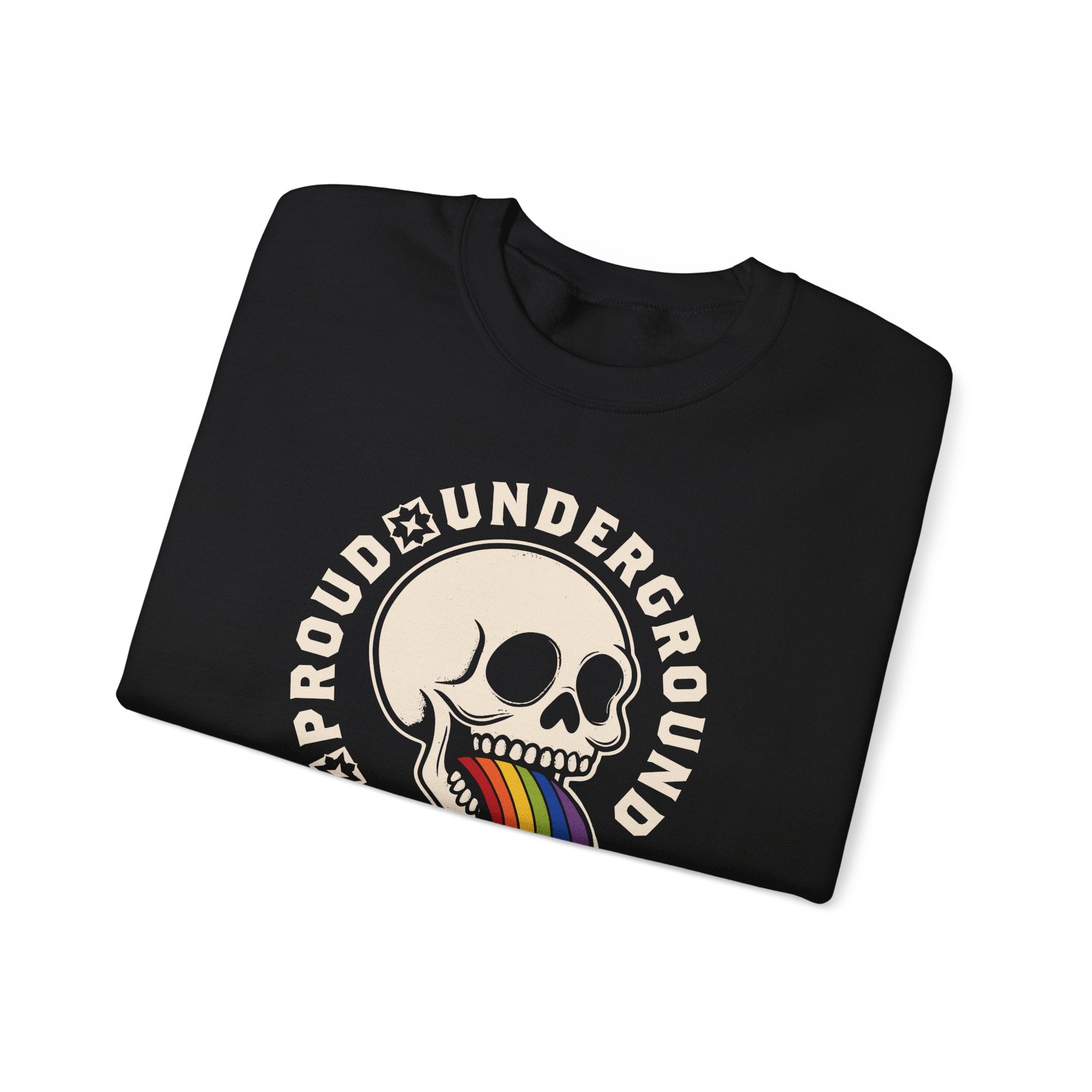 Proud Underground Gay Skull Sweatshirt - Hunky Tops #color_Black