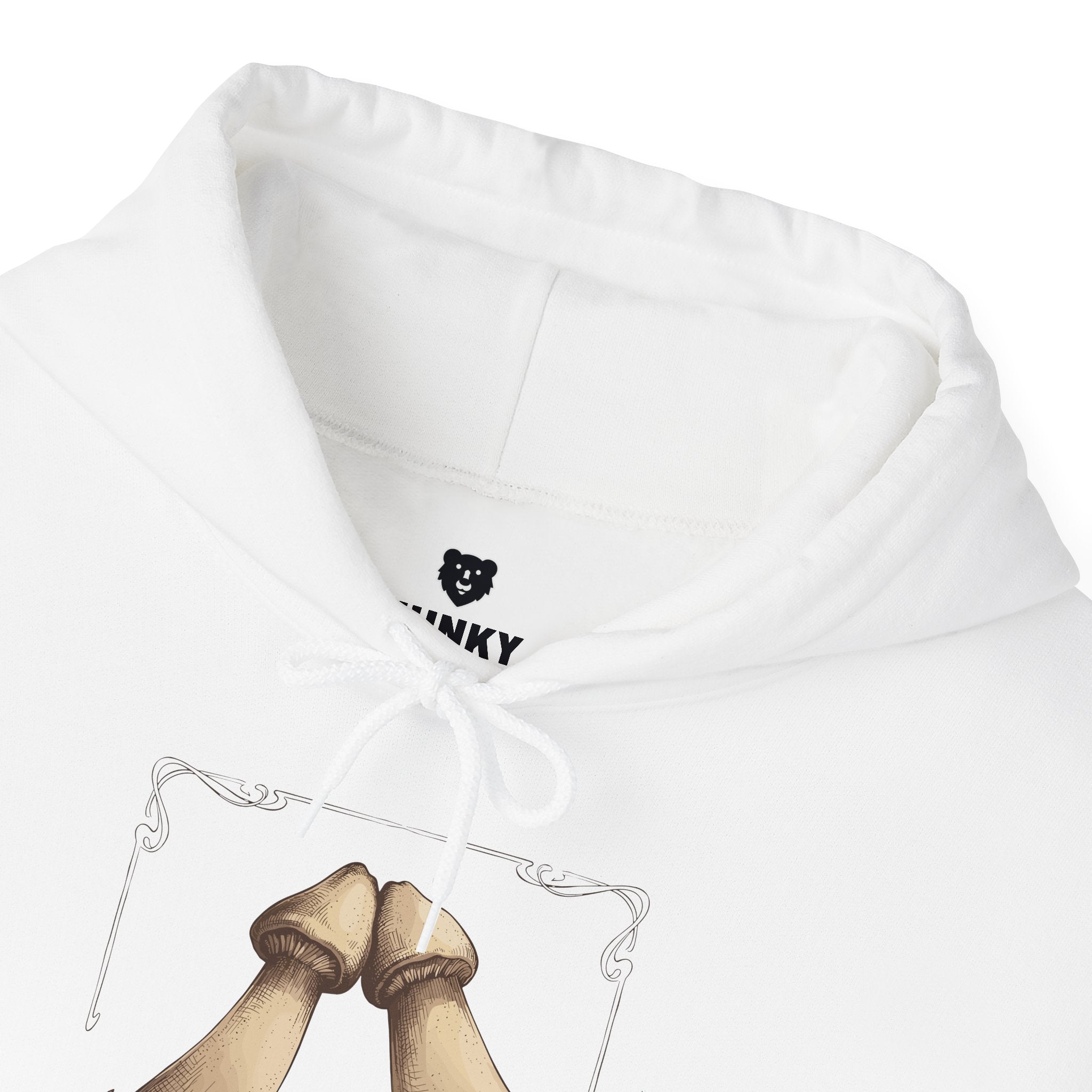 Rubbing Mushrooms Hoodie - Hunky Tops #color_White
