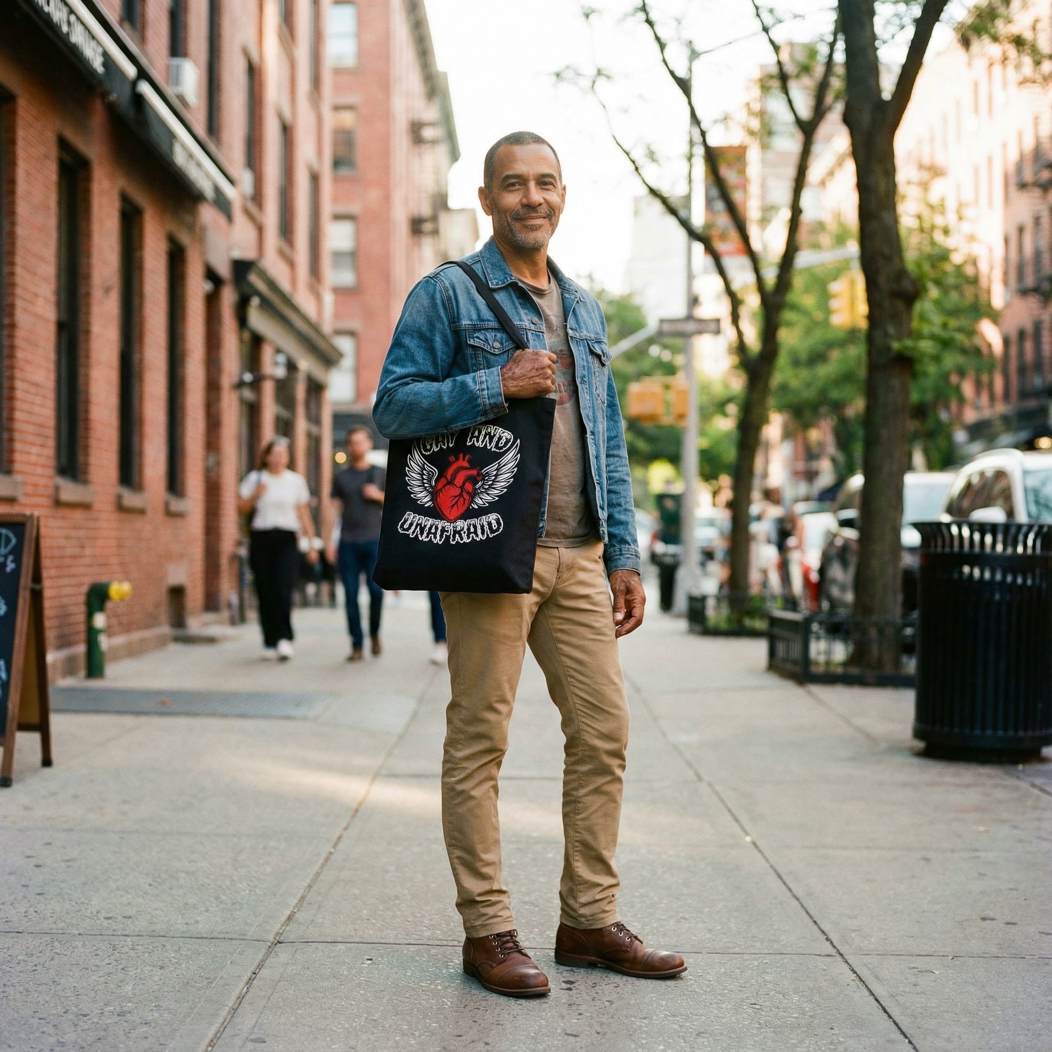 Gay and Unafraid Canvas Tote Bag #color_Black