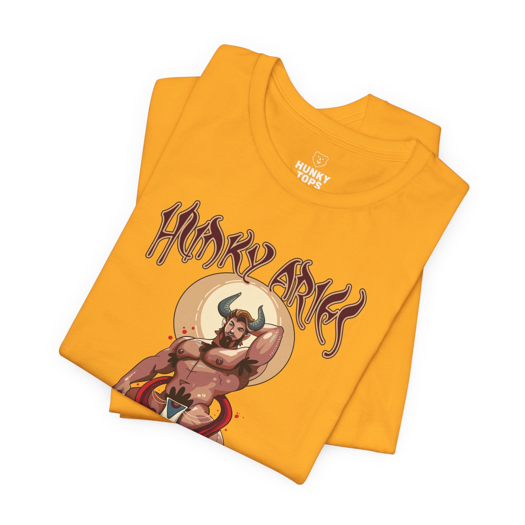 Hunky Aries Zodiac T-Shirt by Axeish Guy - Hunky Tops #color_Gold