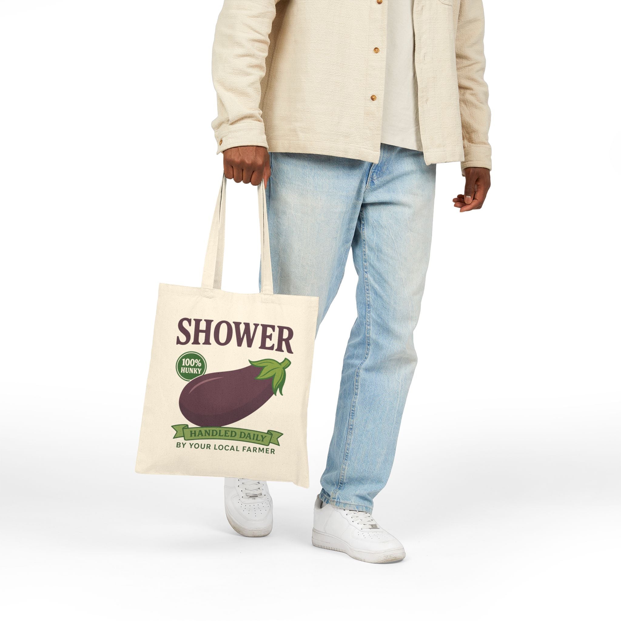 Shower Vintage Eggplant Canvas Tote Bag - Hunky Tops #color_Natural