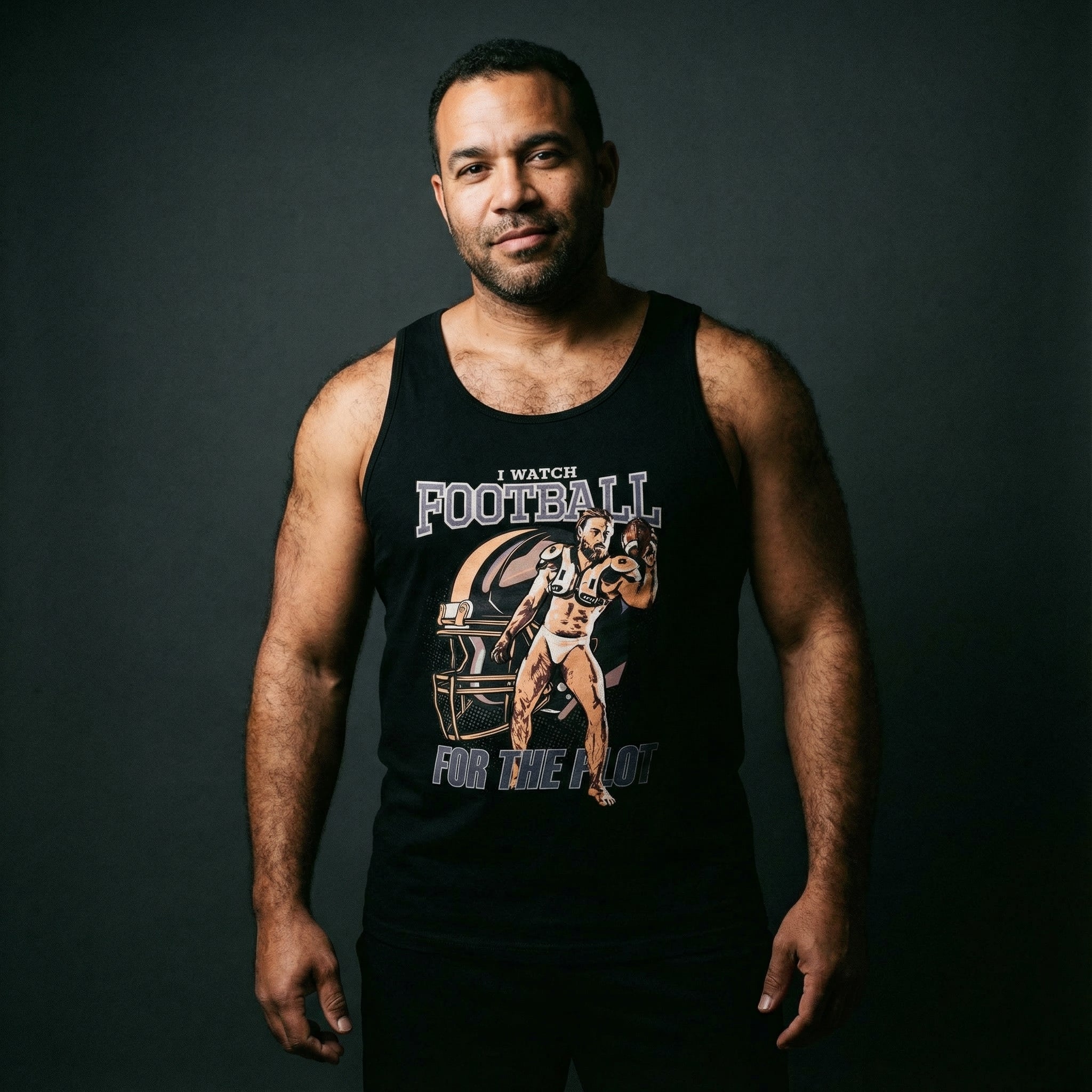 "I Watch Football For The Plot" Tank Top #color_Black