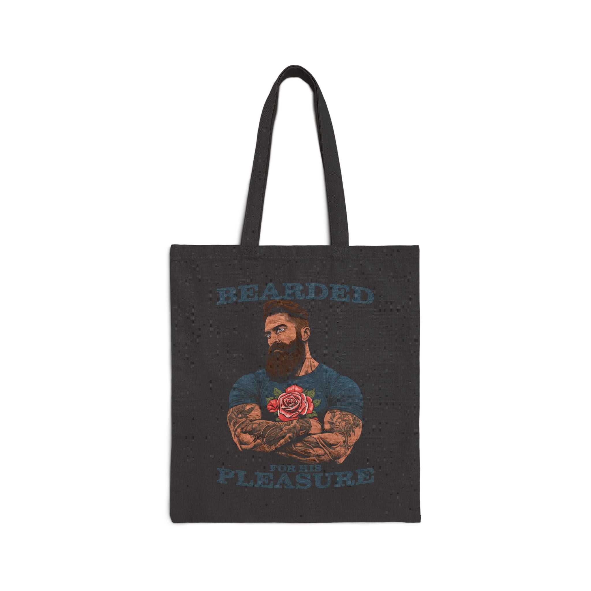 Bearded for His Pleasure Canvas Tote Bag - Hunky Tops #color_Black