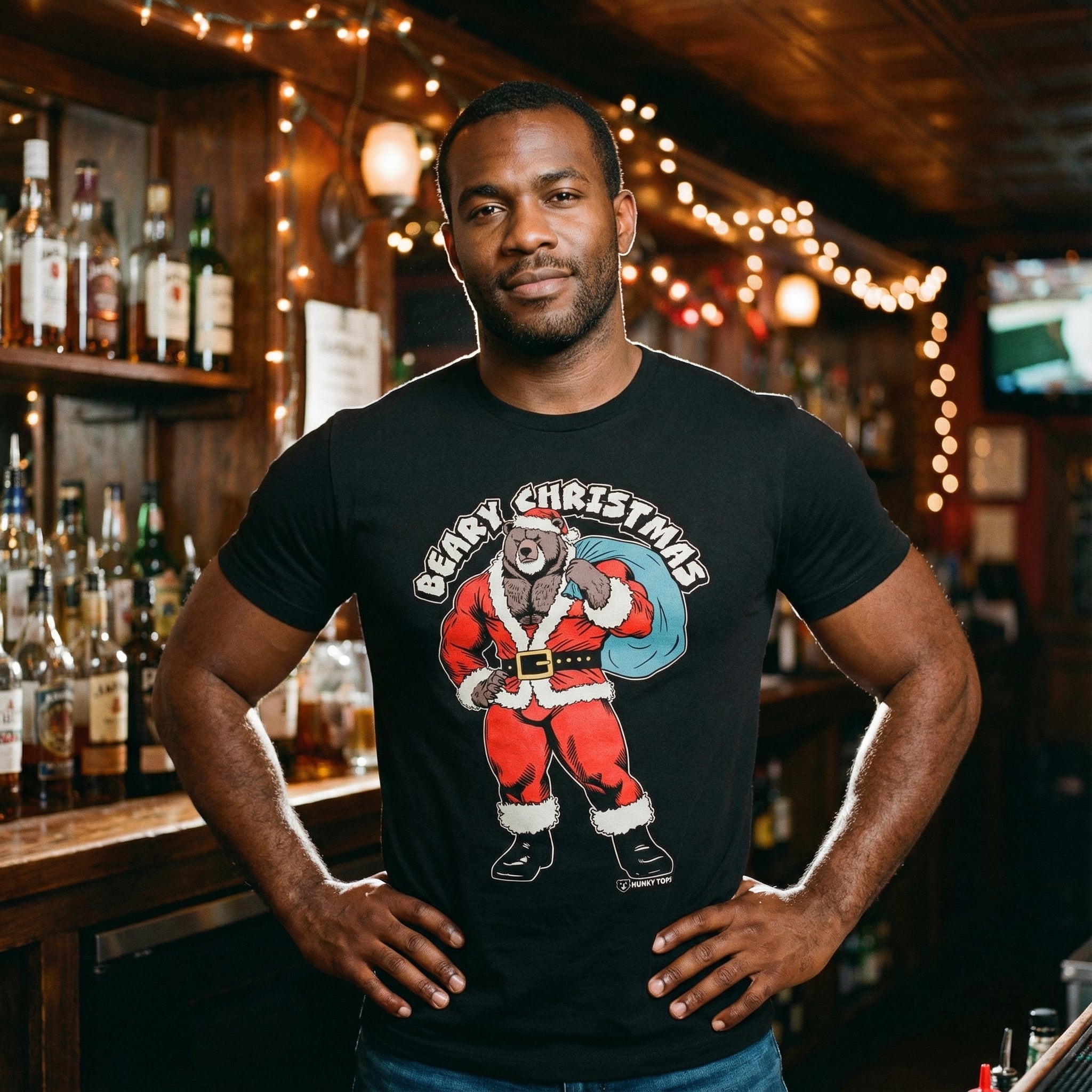 Beary Christmas Gay Bear Holiday T-Shirt #color_Black